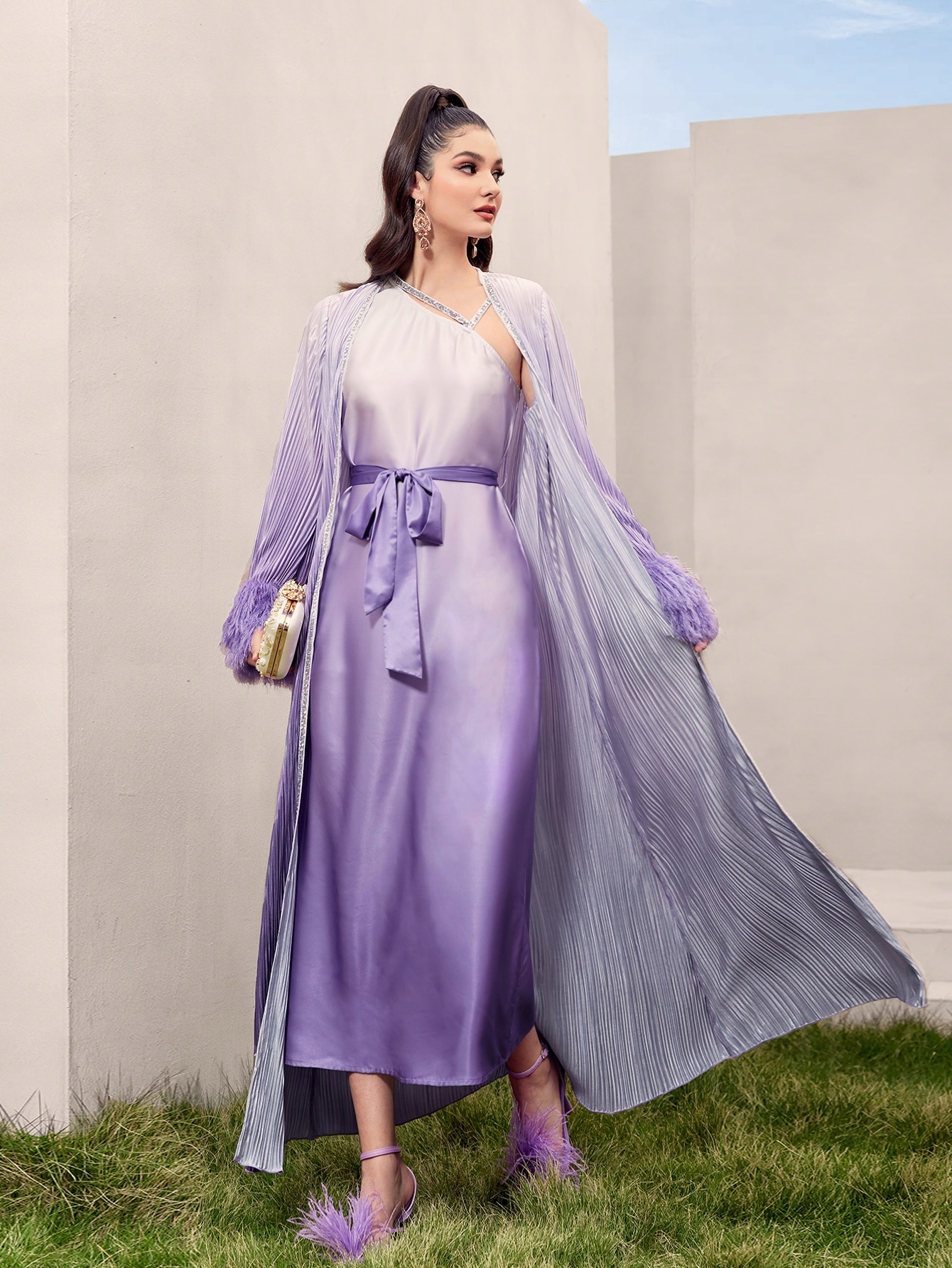 Šaty Maxi Elegantní V Arabském Stylu Dvoudílné Ombre Shein L 40