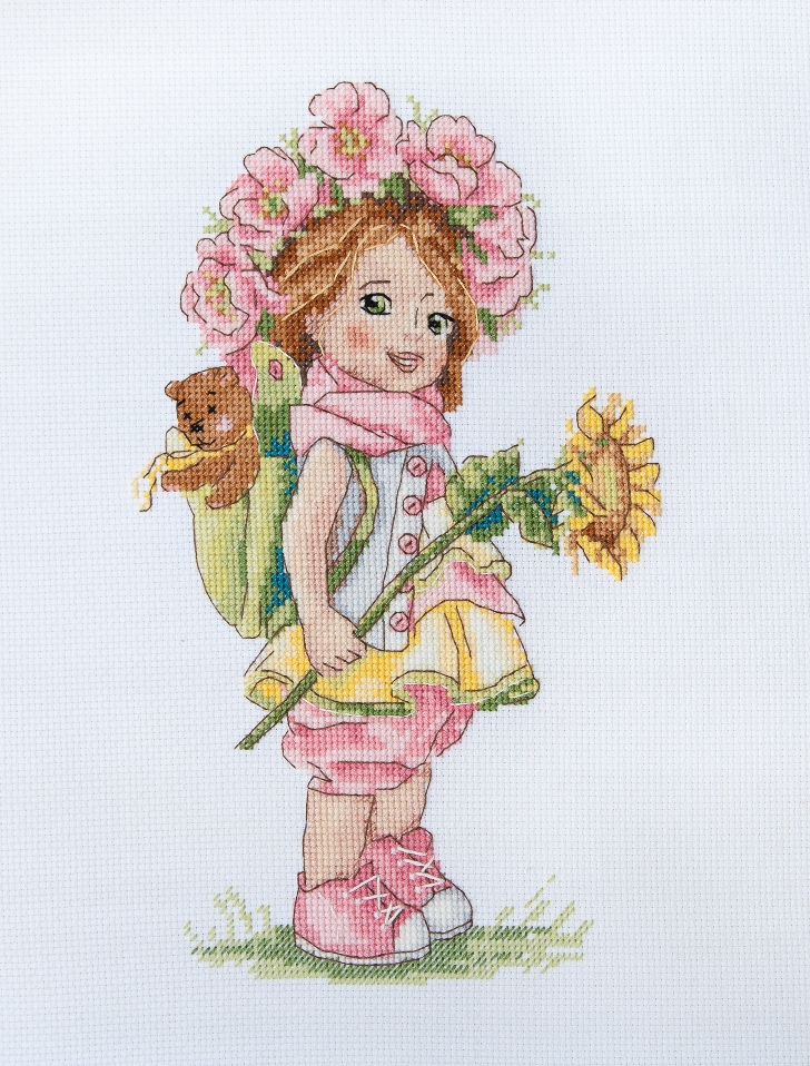 Sada pro křížkovou výšivku Merejka K-110 „Letní dívka“ 23x14 cm
