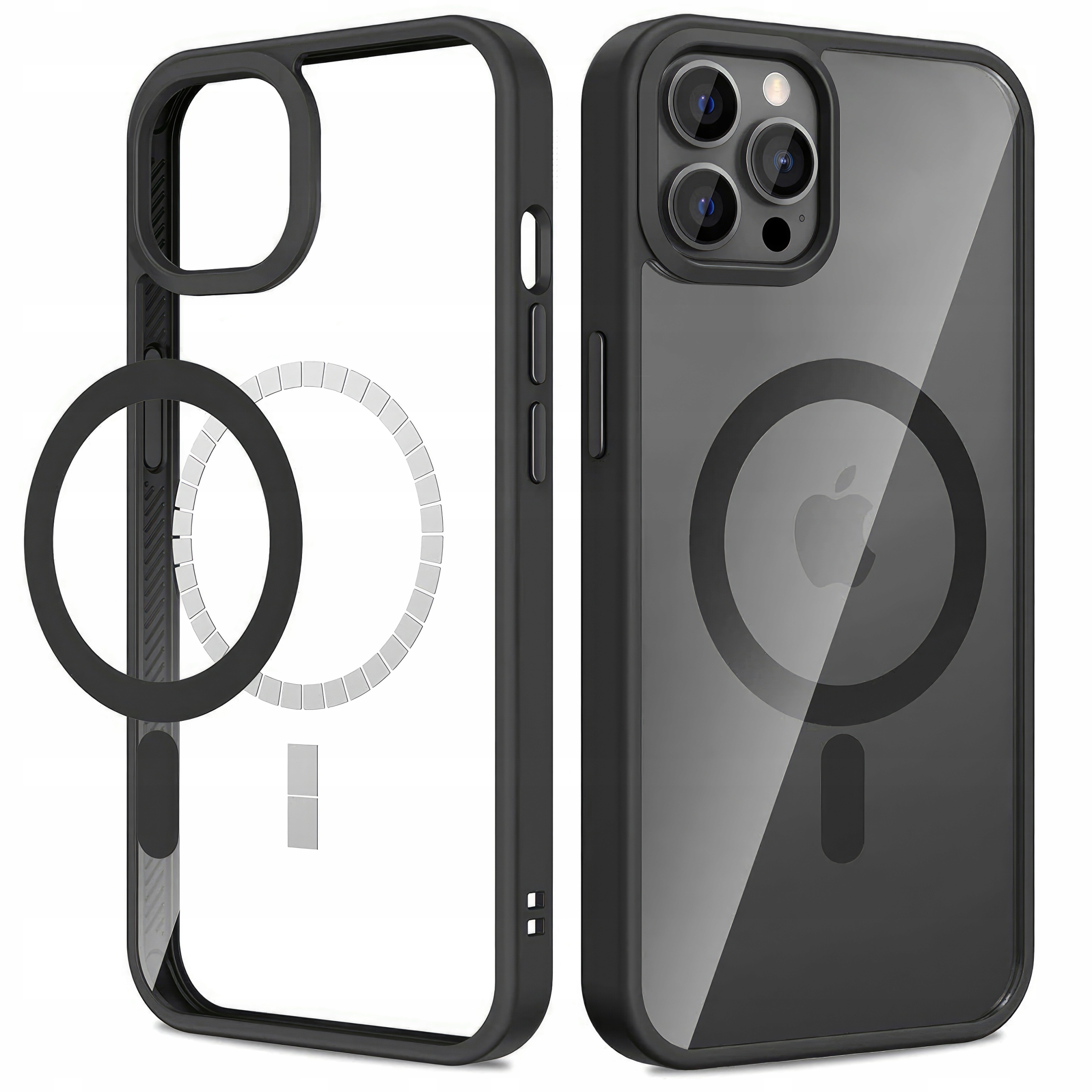 ETUI CLEAR CASE MAGSAFE HYBRYDOWE DO APPLE IPHONE 15 PRO MAX CZARNE