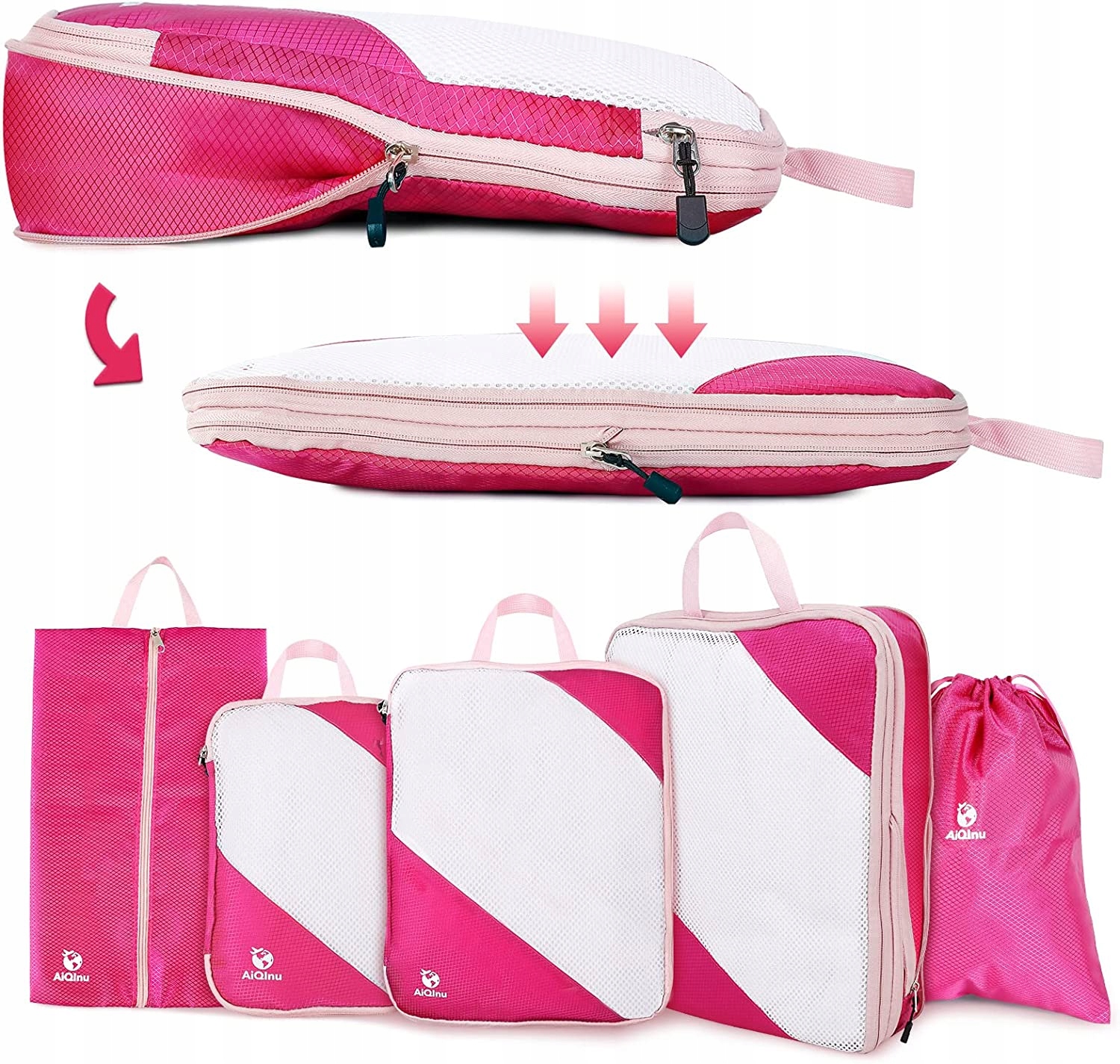 Sada tašek, kompresní organizéry na zavazadla, sada 5 ks