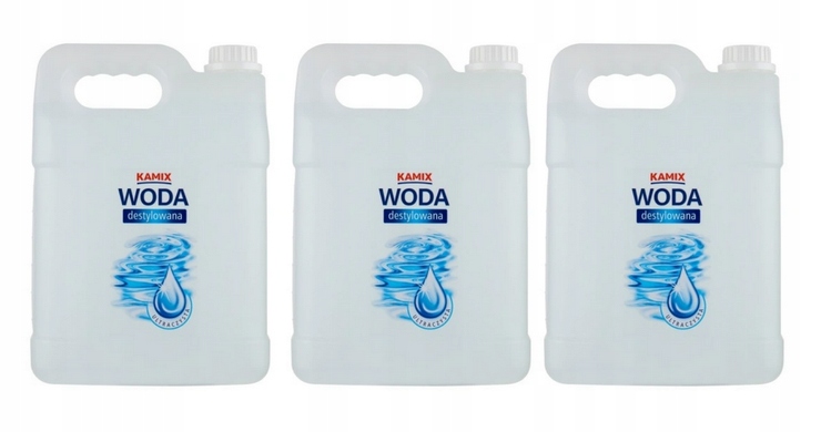 3x Woda Destylowana Premium Ultra Czysta 5L Kamix- 15 litrów