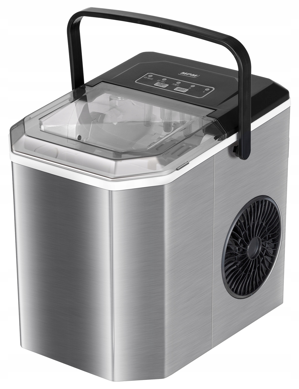 Kostkarka do lodu duża srebrny/szary inox uchwyt MPM MKD-04M 150W Regulacja wielkości kostek tak