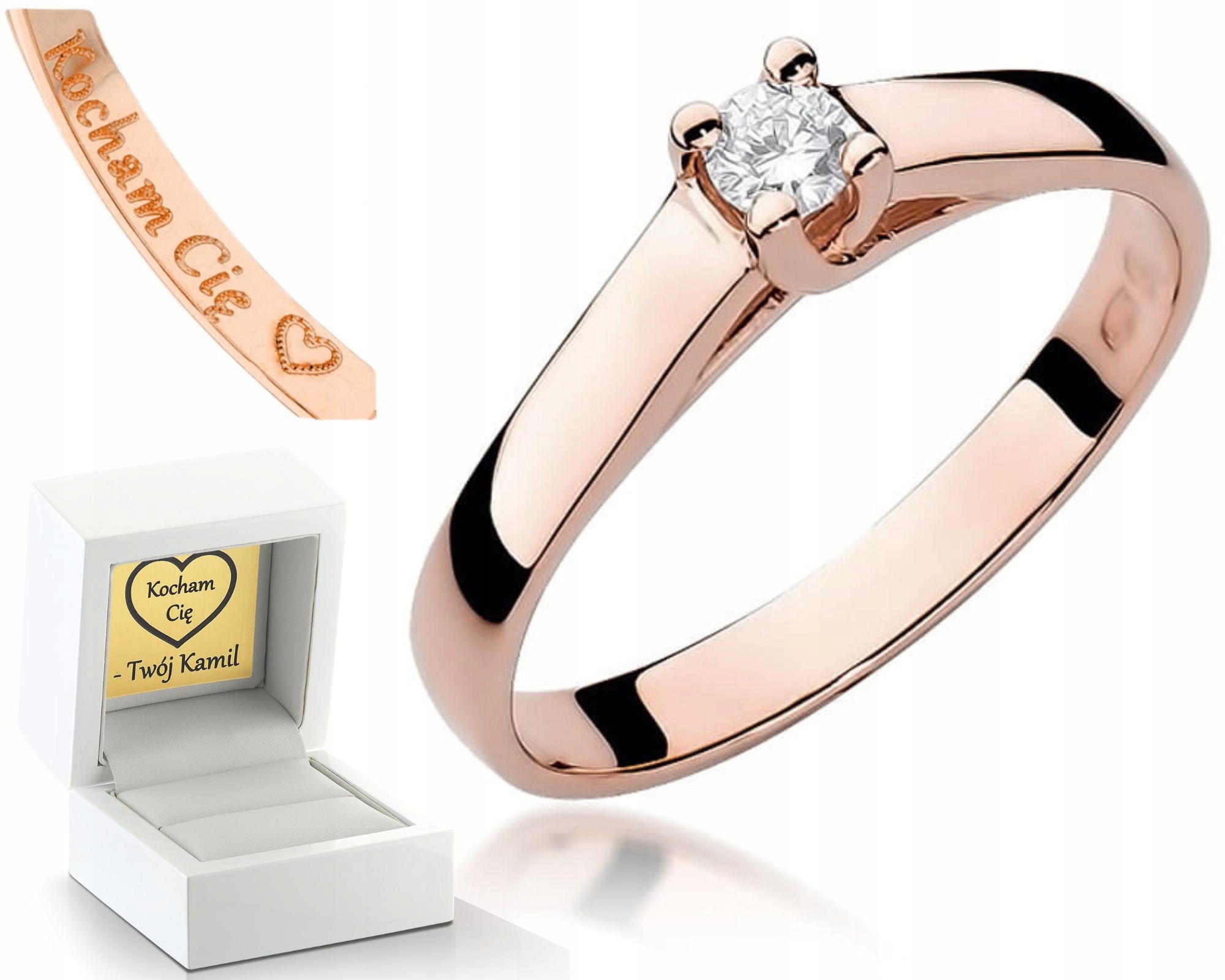 Prstýnek S Briliantem Růžové Zlato Gravírování Bonus Zlato