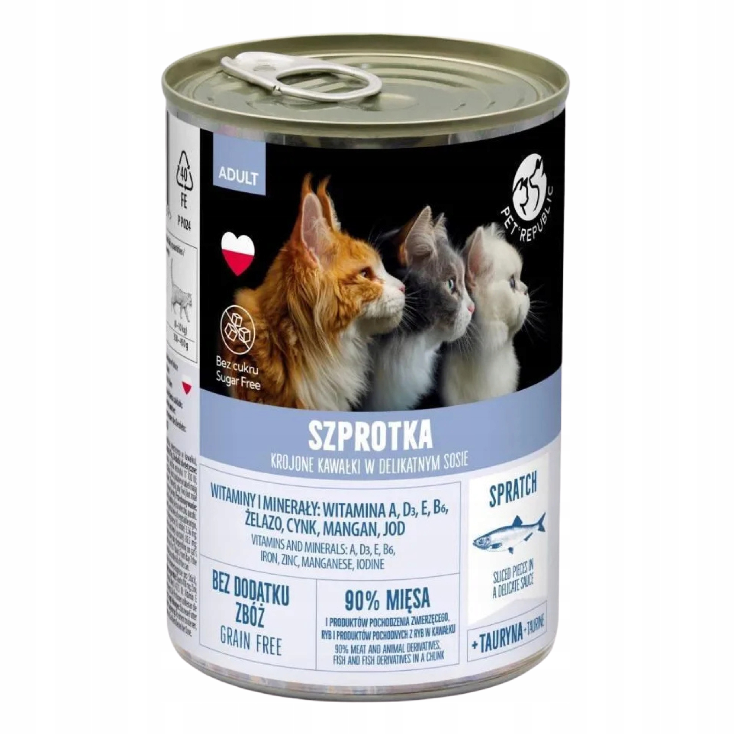 Mokré Krmivo Pro Kočky PetRepublic Bezobilné se šprotkou 400 g 12 ks