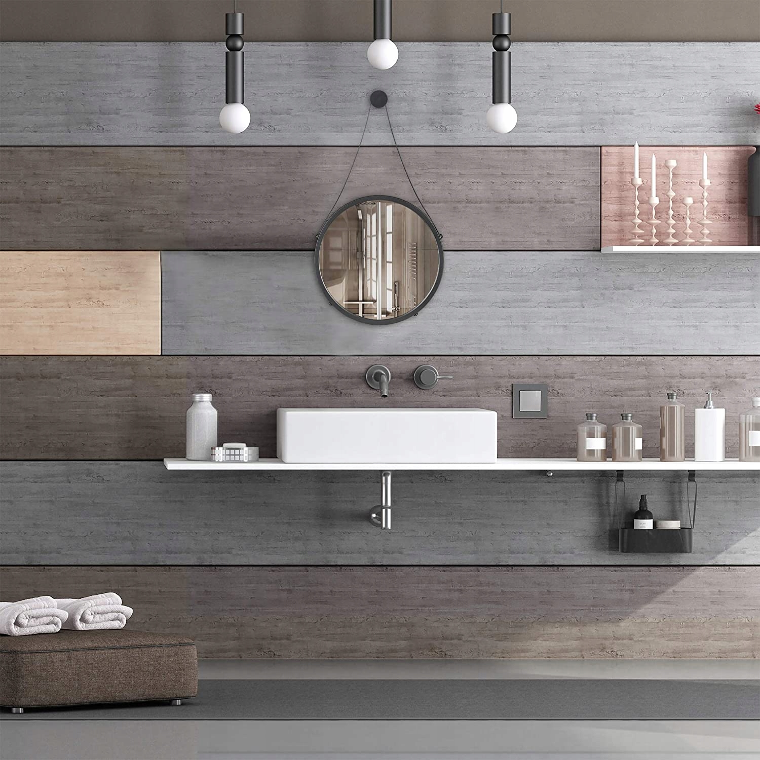 LUSTRO OKRĄGŁE ŚCIENNE ZAWIESZANE CZARNE LOFT Typ lustra ścienne