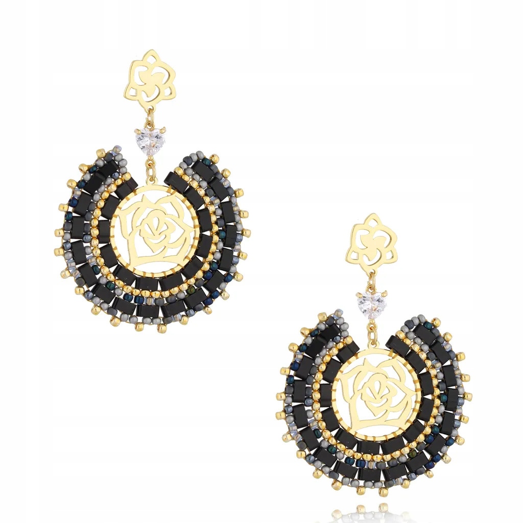 Náušnice černé By Dziubeka korálky miyuki