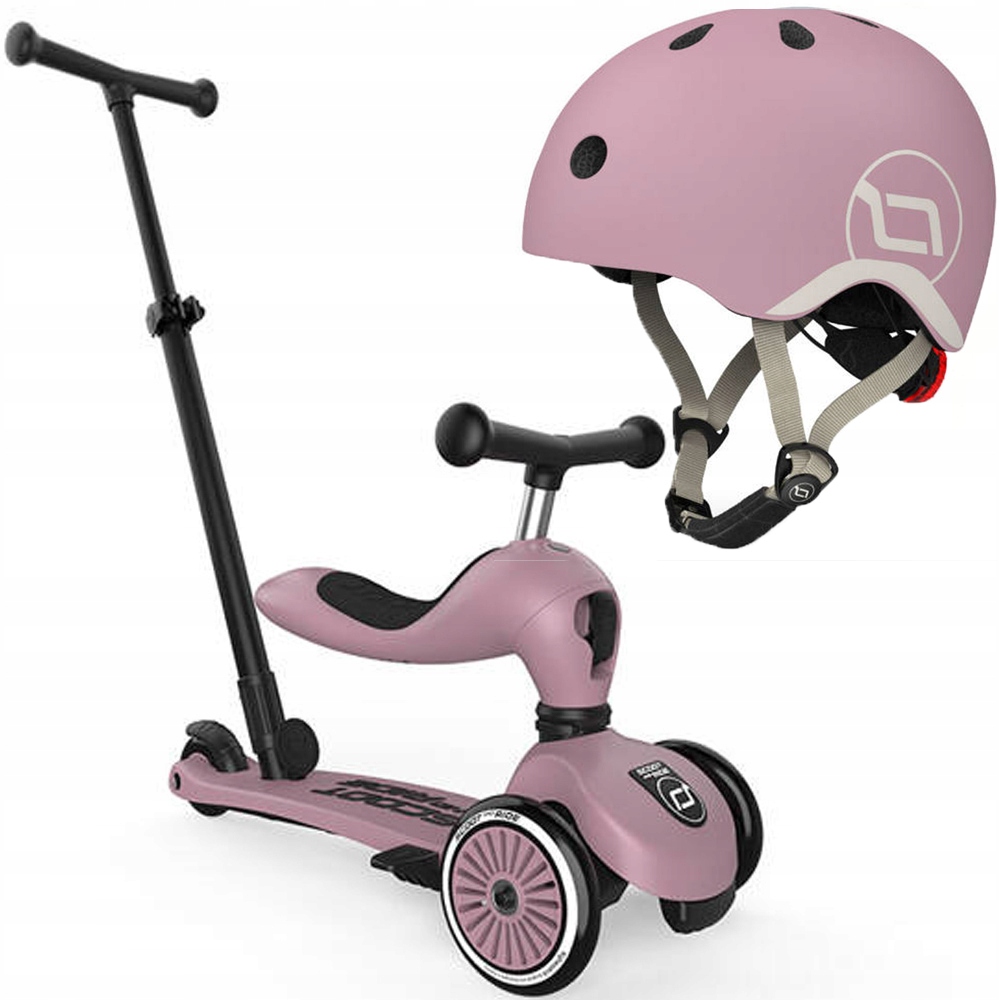 Scoot and Ride Highwaykick 1 Push and Go 2w1 Hulajnoga Wildberry z kaskiem