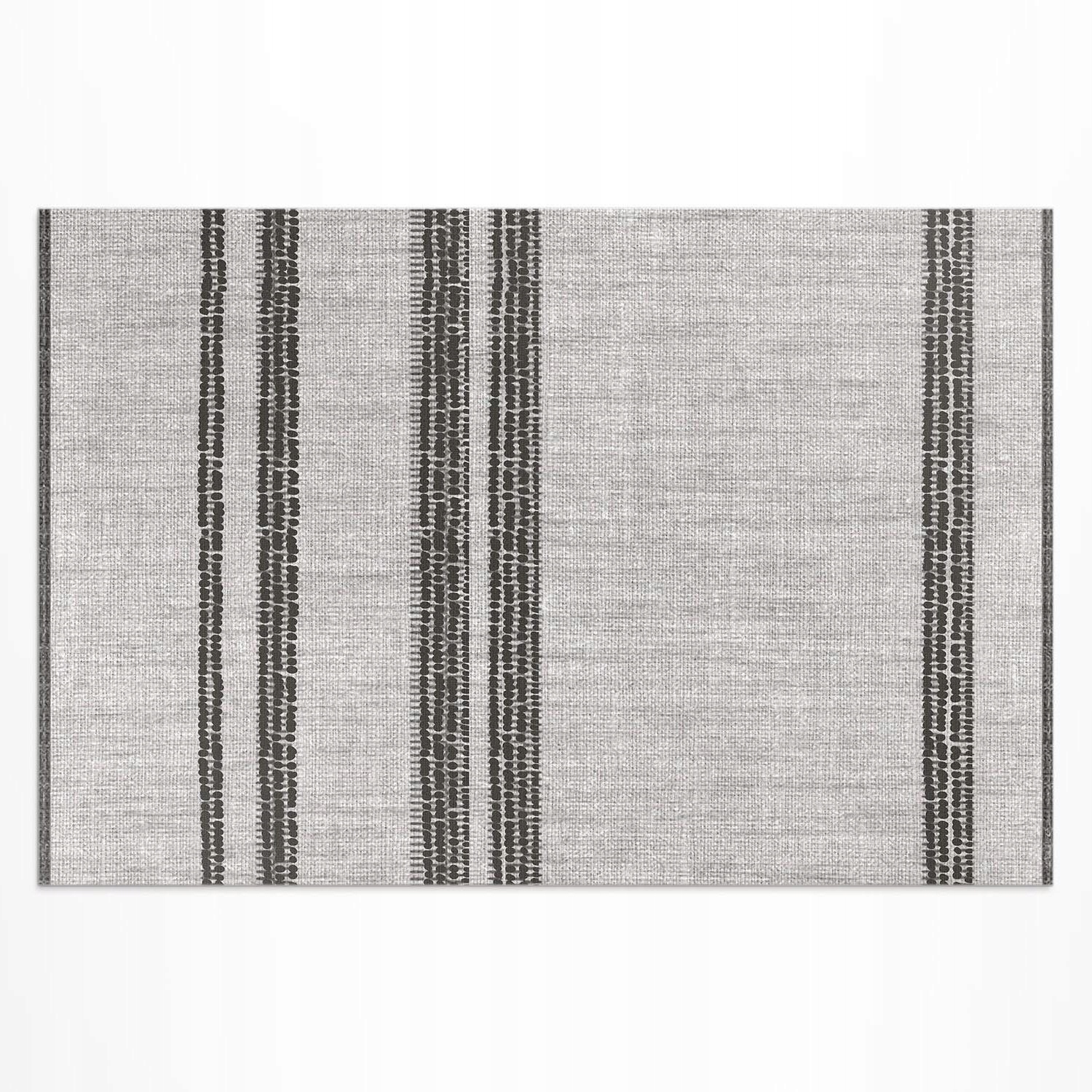 Vinylový vonkajší koberec Šedý s boho líniou a imitáciou tkaniny 210 x 140 cm