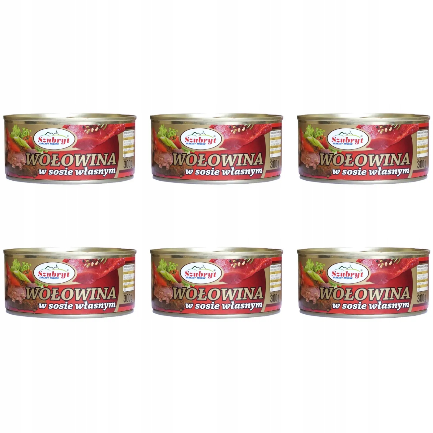Konzervované potraviny Szubryt – Hovězí maso ve vlastní šťávě 300 g – 6 ks