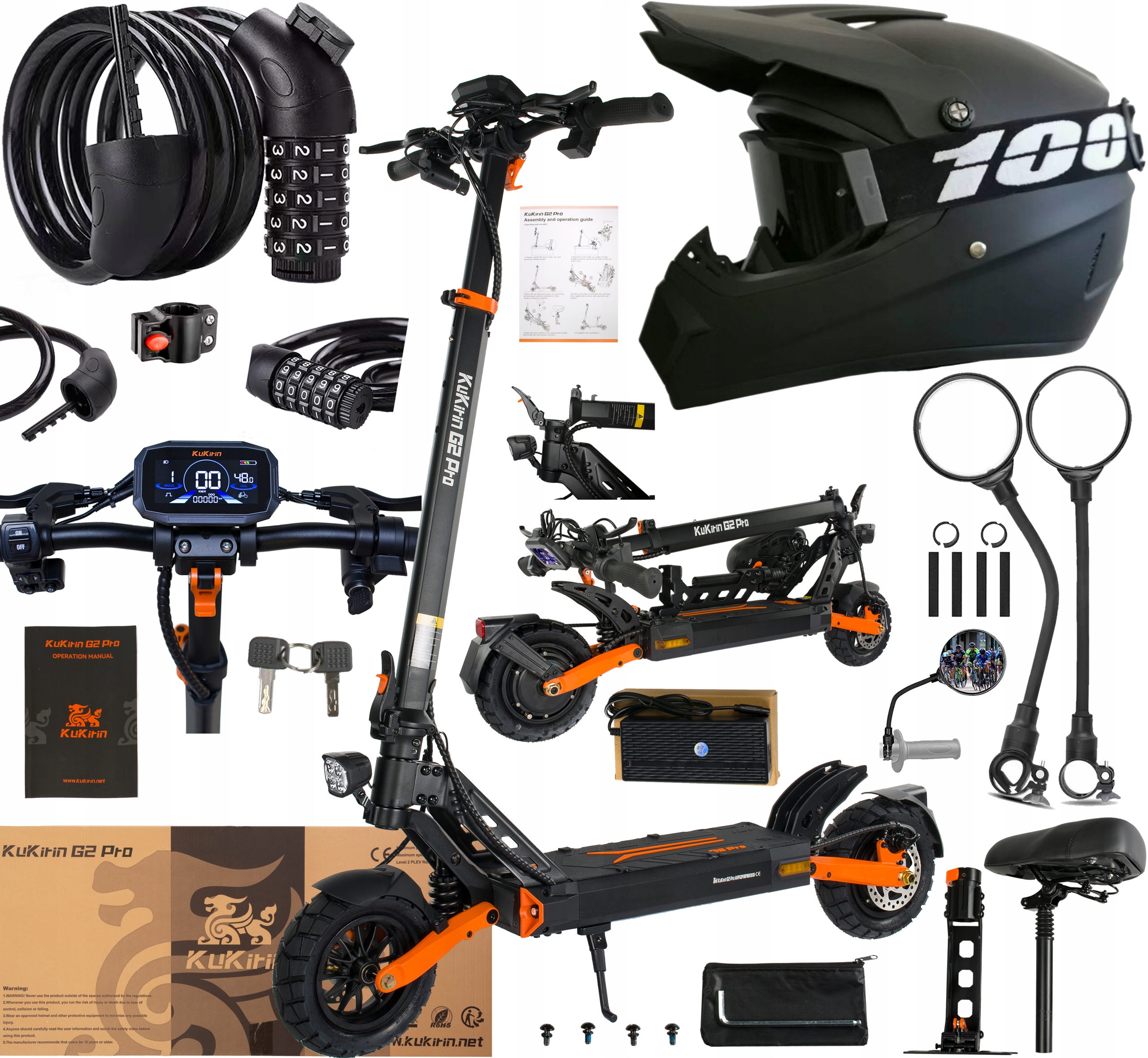 KuKirin G2 Pro Elektrická vozidla 1000W 48V 15.6AH 45KM/H 58KM 9" 1Dárek