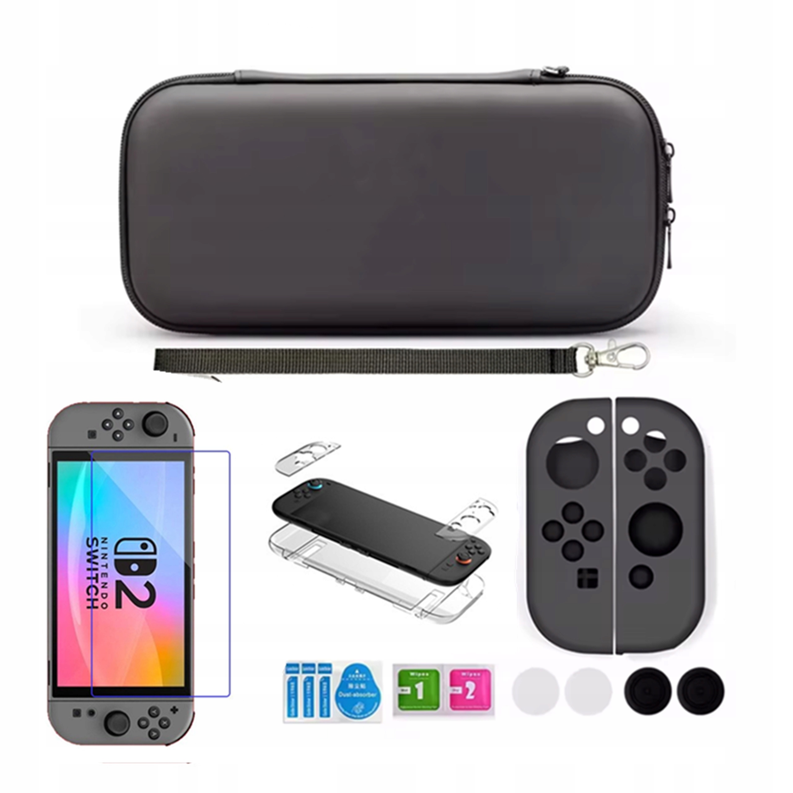 Etui Strado do Nintendo Switch 2, szkło hartowane, osłony na kontrolery