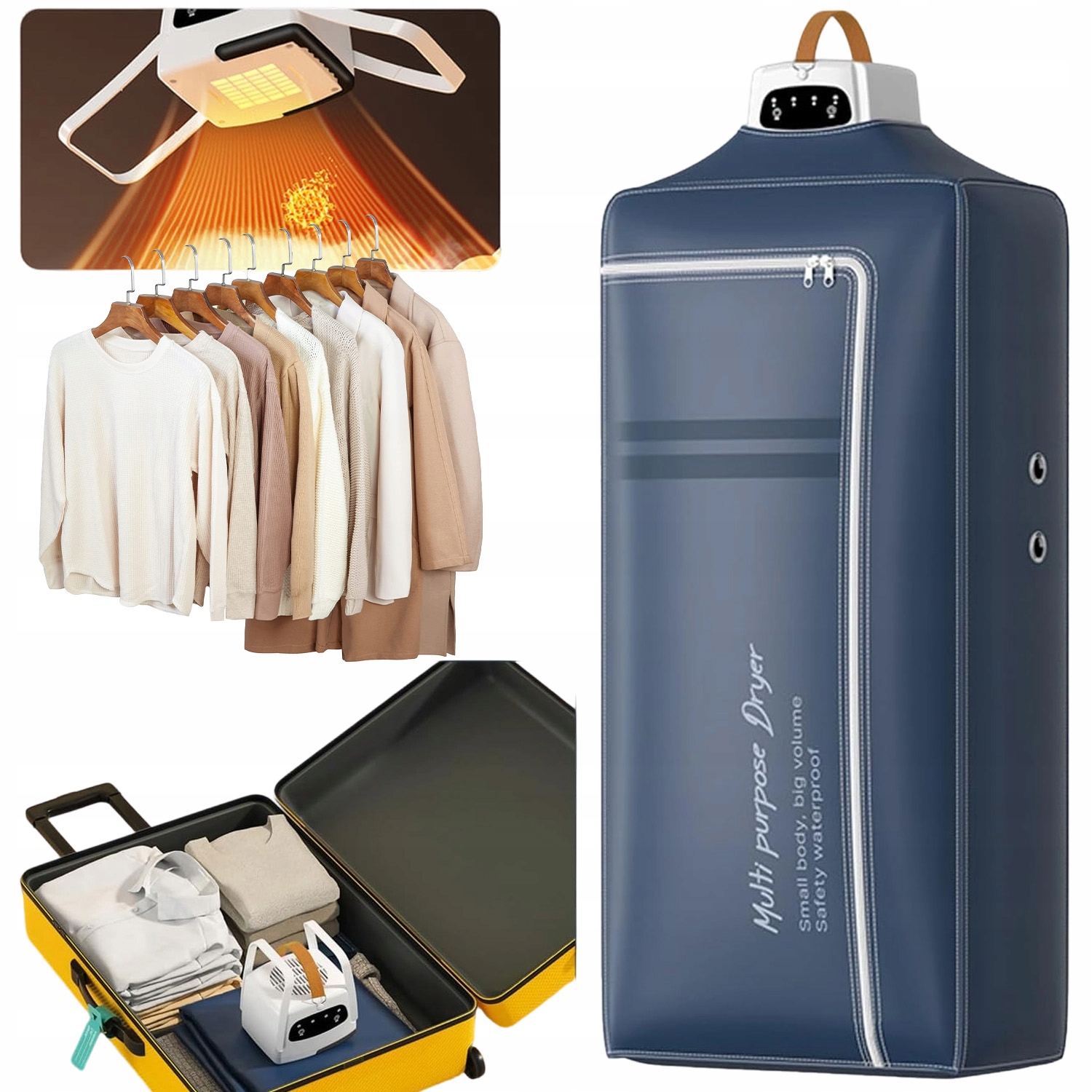 Levně Sušák Na Prádlo Rychlá Elektrická Přenosná 600W S Funkcí Časovače