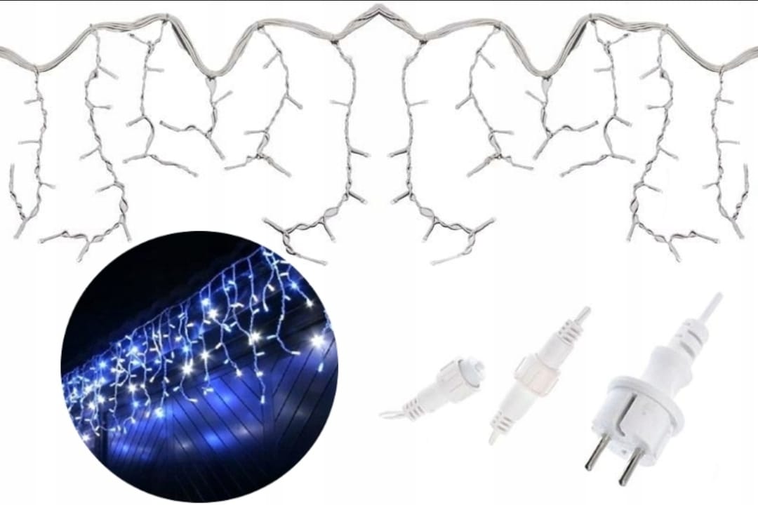 Vánoční Osvětlení Rampouchy 500LED Venkovní 20 M Bílé Studené Silný Flash Kabel