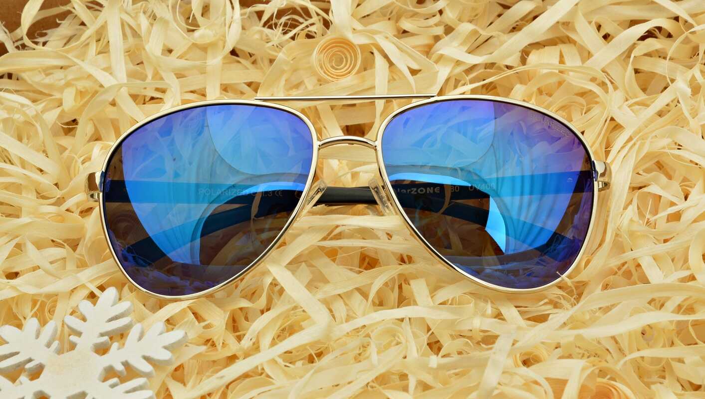 Okulary PILOTKI POLARYZACYJNE LUSTRZANKI Uniseks PRZECIWSŁONECZNE UV400 Kolor soczewek niebieskie