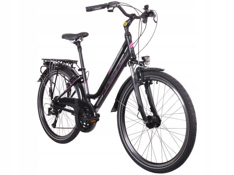 Rower trekkingowy Indiana X-Road 3.0 D15 26 cali damski Czarno-fioletowy