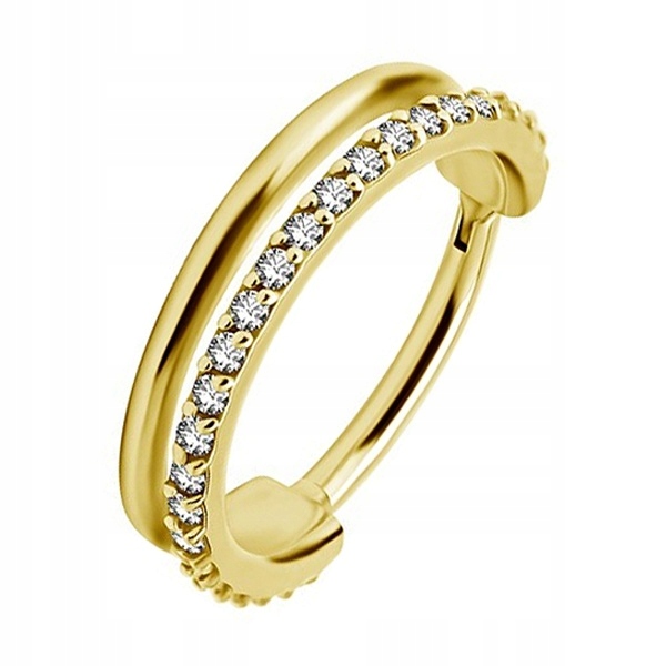 Kółko clicker podwójny ring z kryształami 1,2/12 złoty