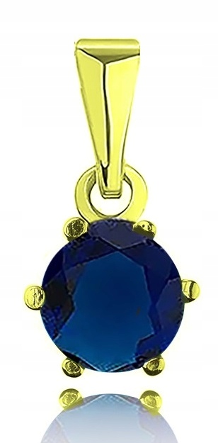 

Pozłacany Srebrny Wisiorek Z Szafirową Cyrkonią