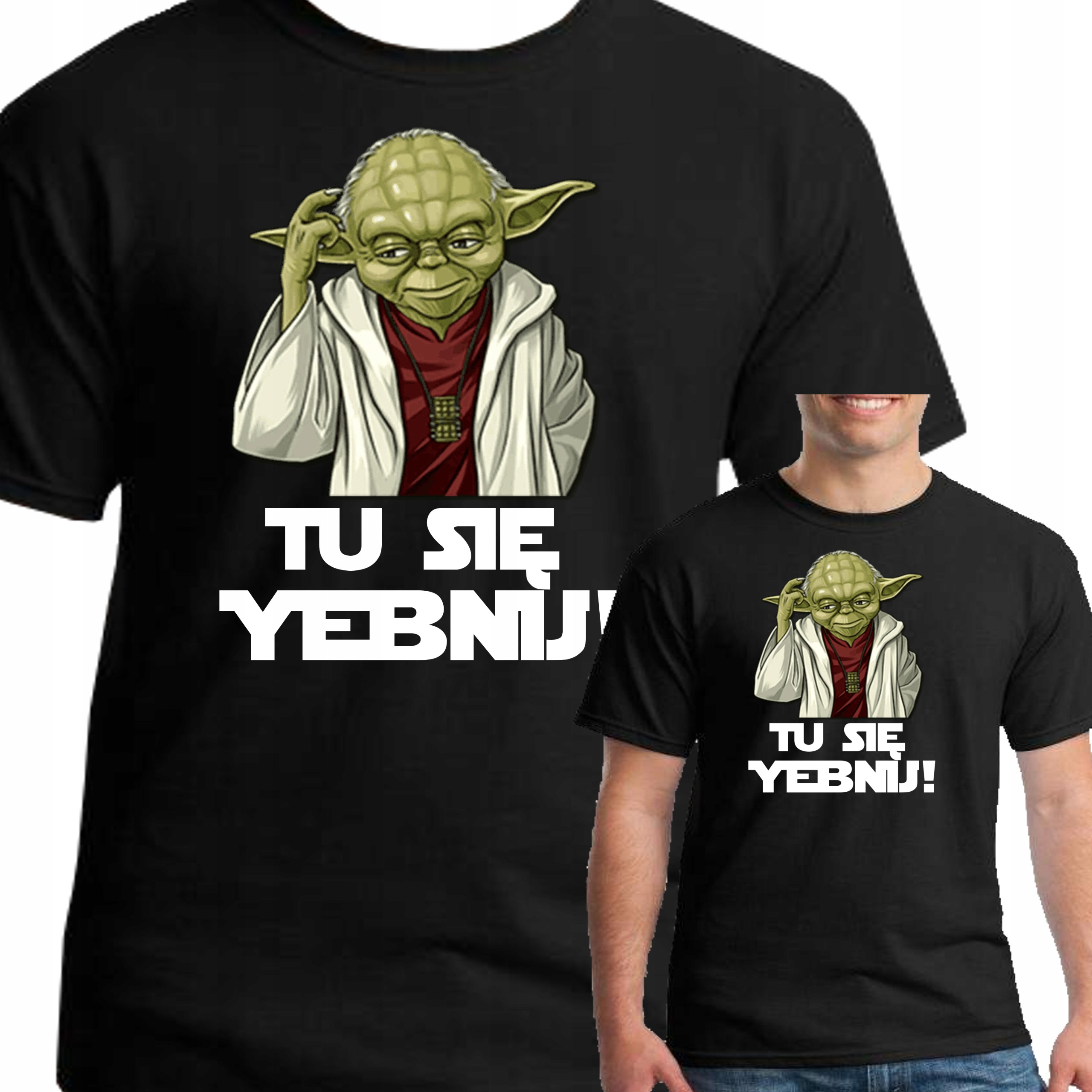 

Koszulka Star Wars Yoda Śmieszne L 0642 Czarna