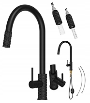 Kuchynská Bateria s výsuvným výtokom, čierna, kohútik do kuchyne