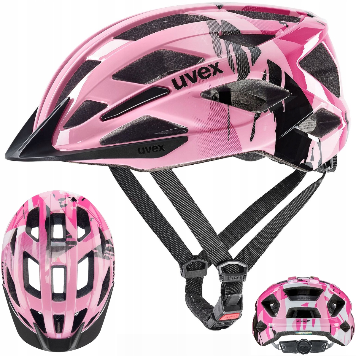 Uvex Air Wing 2 Cyklistická přilba 52-57 cm strawberry-black Lehká, odvětraná