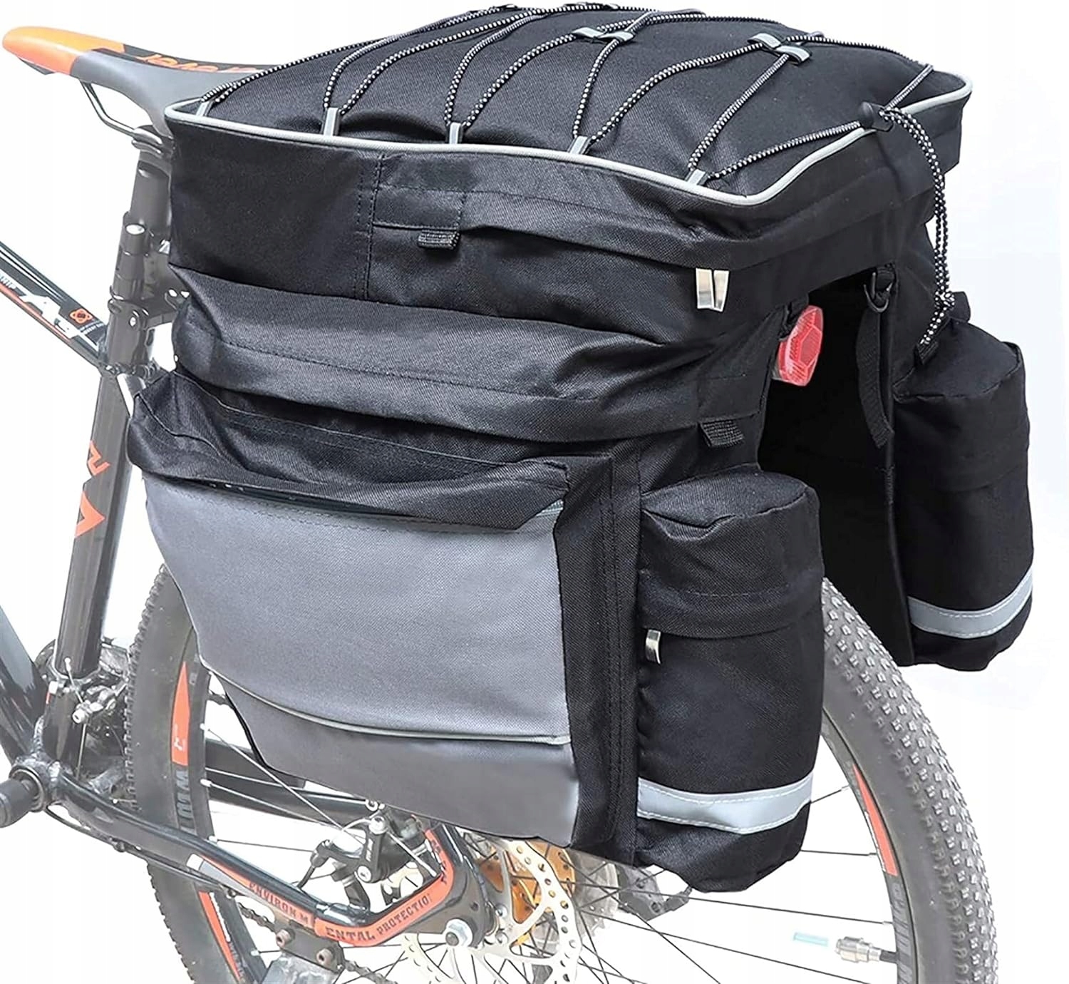 Największa Torba Rowerowa Sakwa Na Bagażnik 2 Kieszenie na bidon 75L XXL