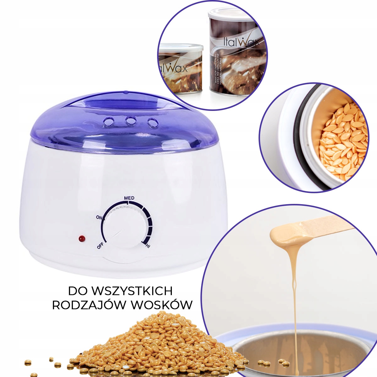 Zestaw do depilacji WOSK perełki Podgrzewacz ROSE Marka ItalWax