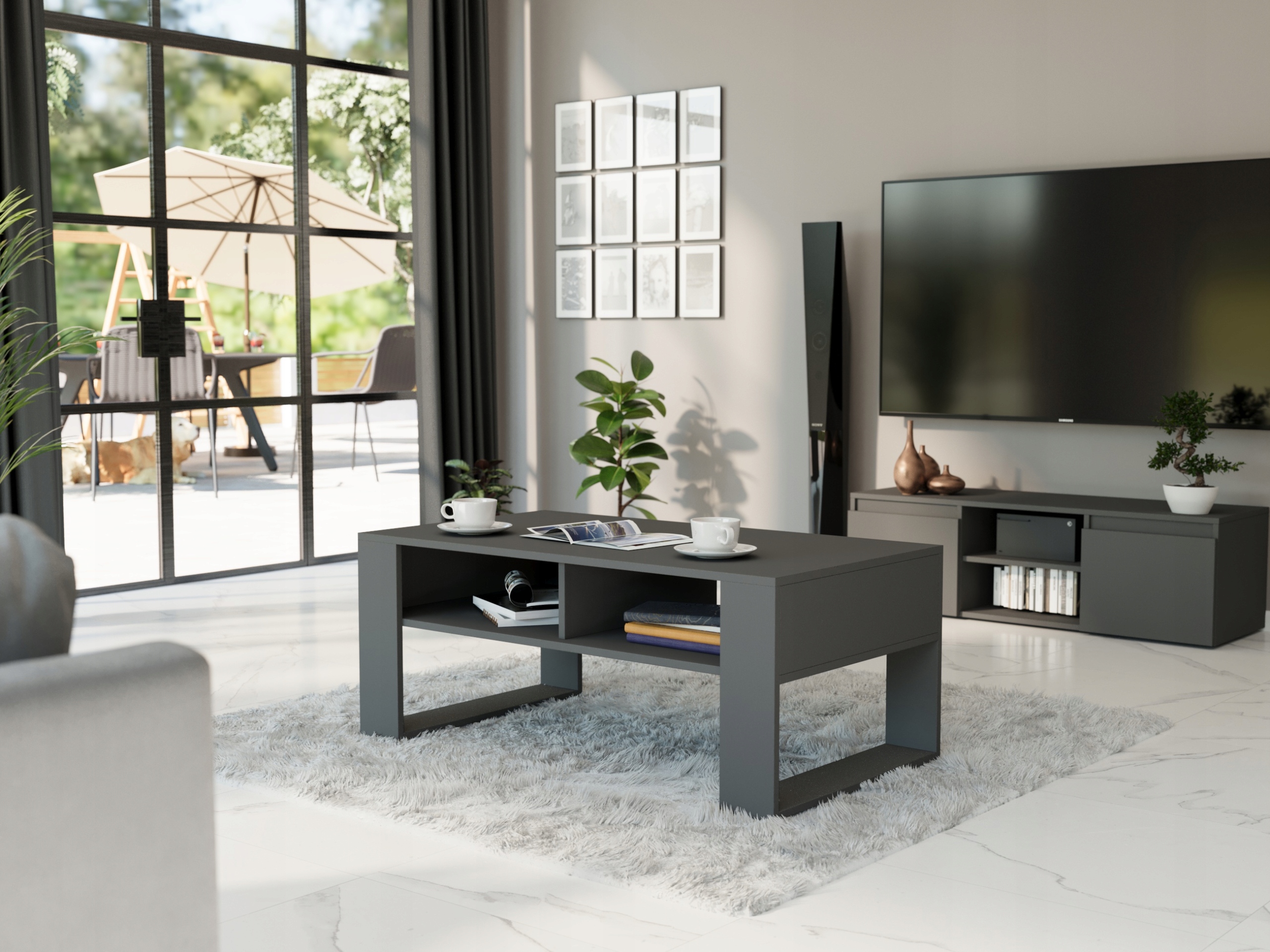 Meble Stolik kawowy ława półka 90x58x55cm produkt polski A-6 ANTRACYT