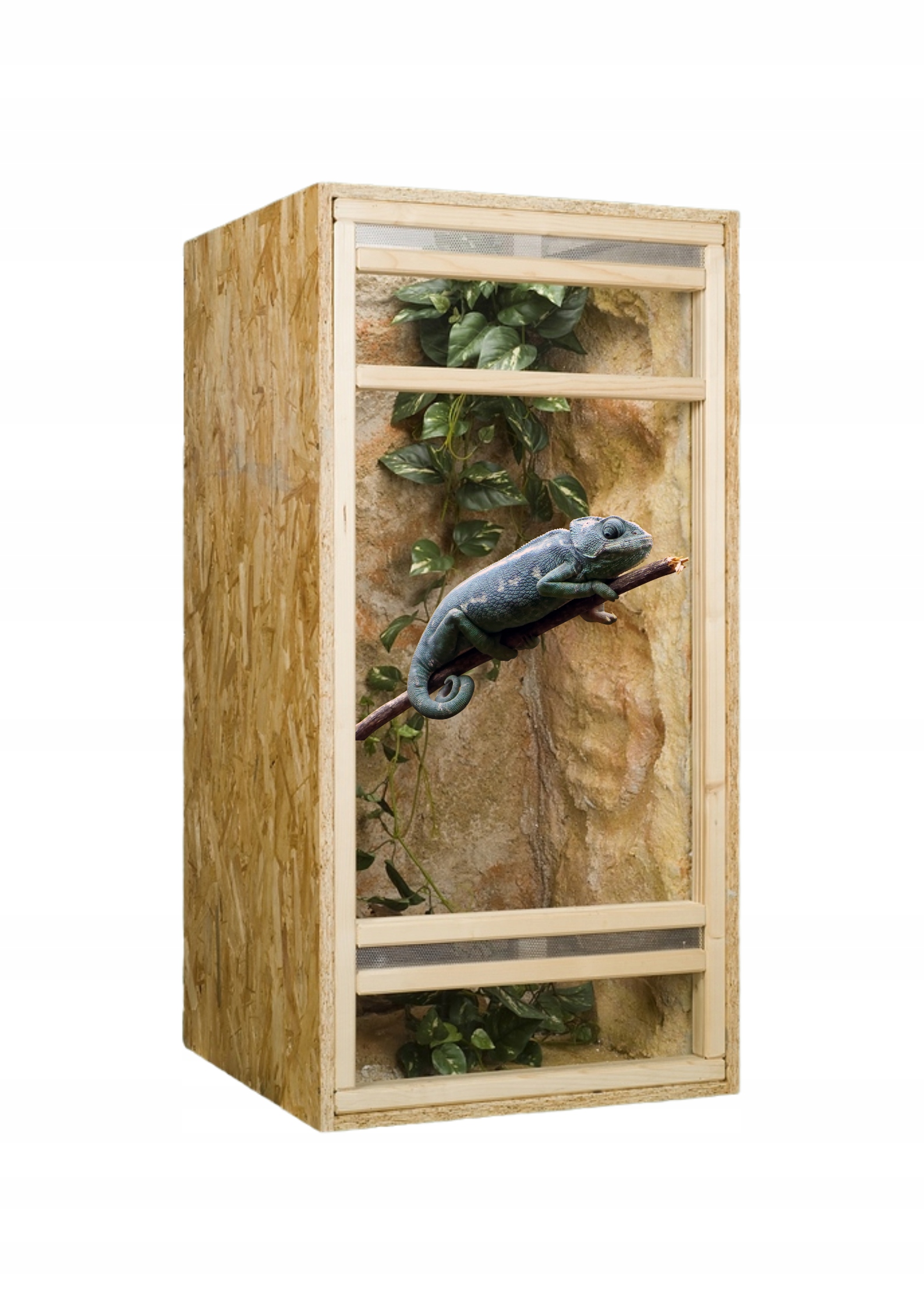 Levně Terárium z osb desky 60x60x120 cm 430I Drewstyle přední dřevěný lehký