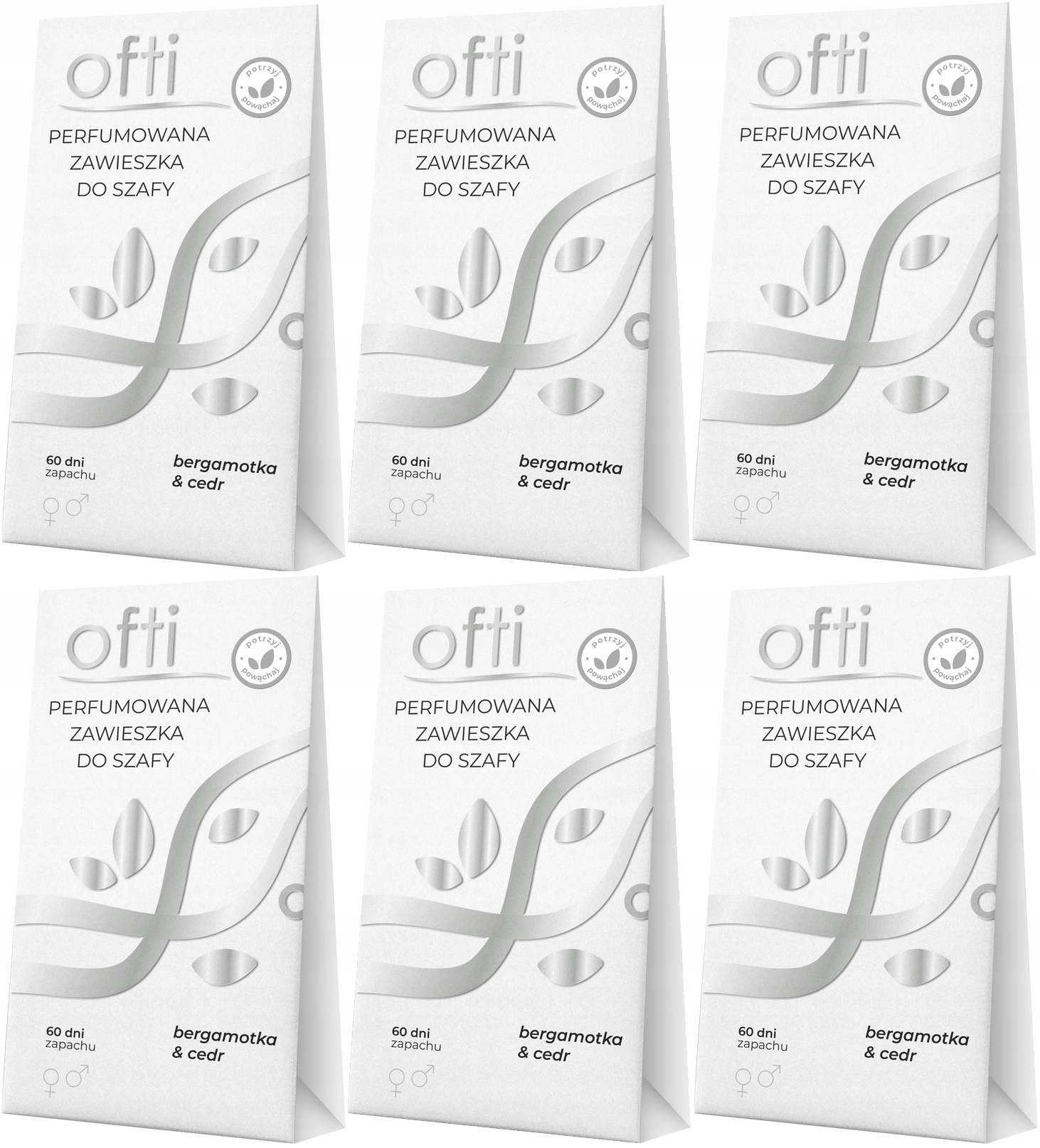 Levně 6 x Parfémovaný Závěs Do Skříně Na 60 Dní Bergamotka Cedr Ofti