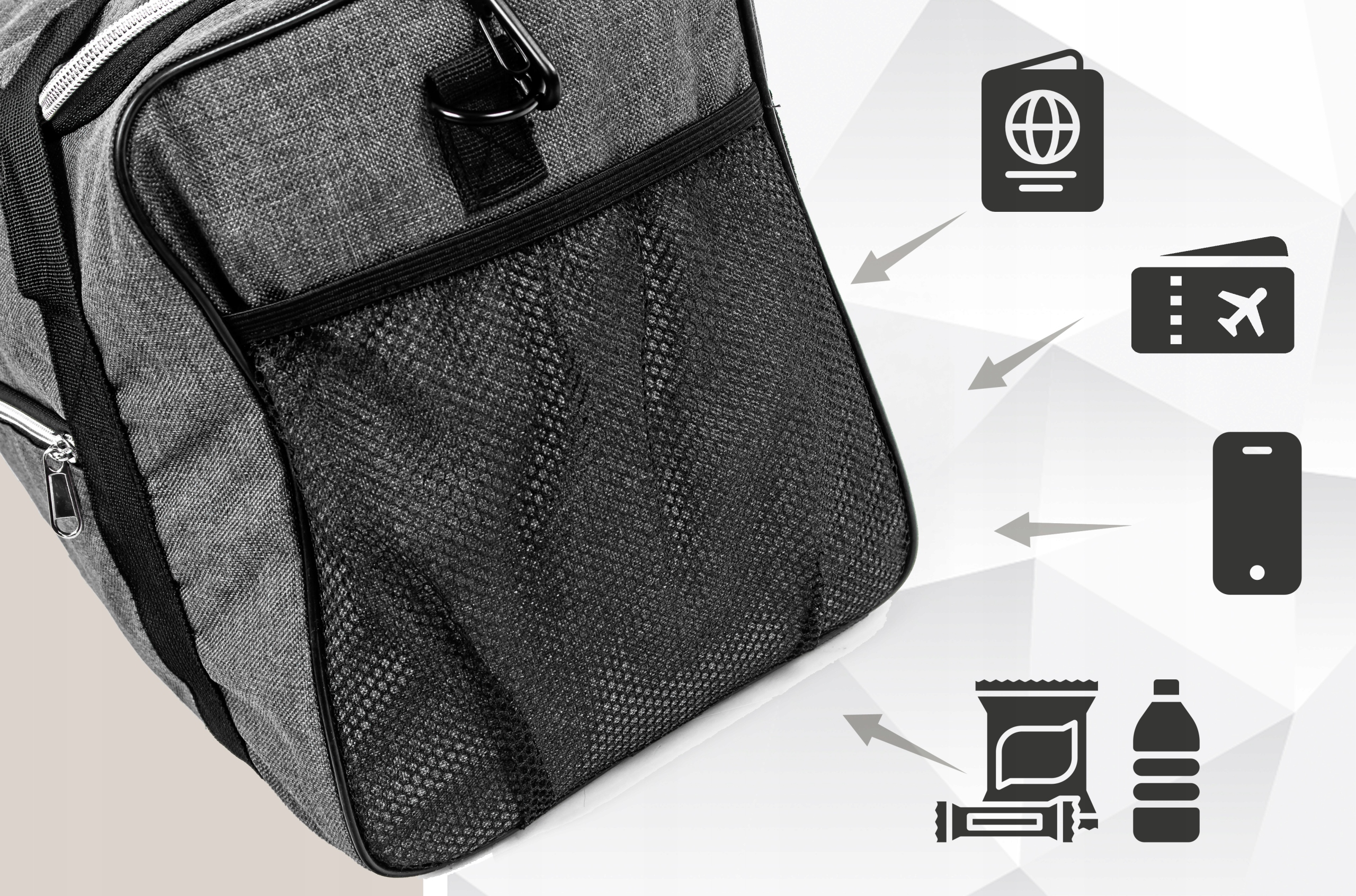 TORBA bagaż podręczny DO SAMOLOTU 40x20x25 RYANAIR pojemna UCHWYT kieszenie Głębokość (krótszy bok) 20 cm