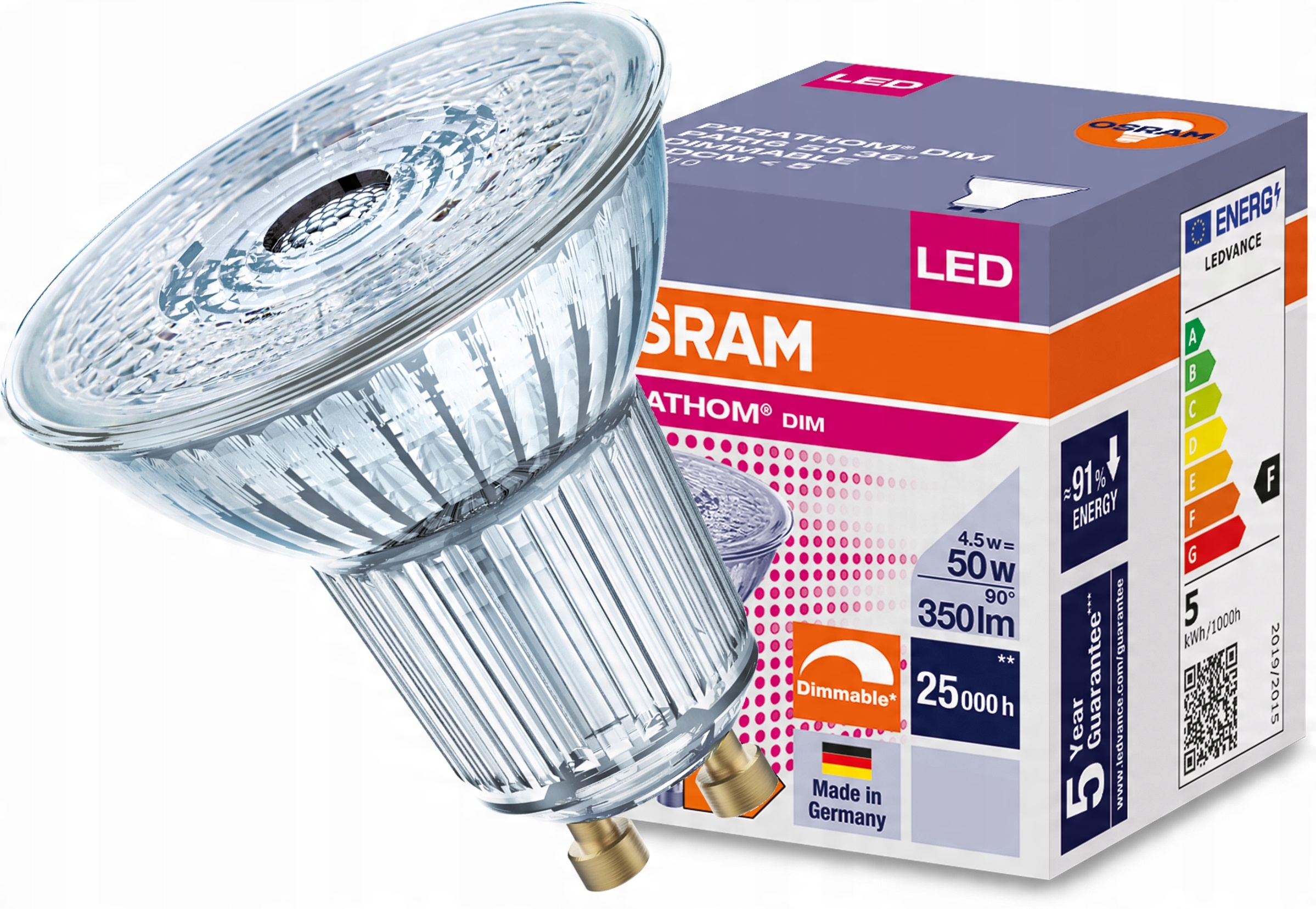 

Żarówka Led GU10 4,5W 50W 3000K Ściemnialna Osram