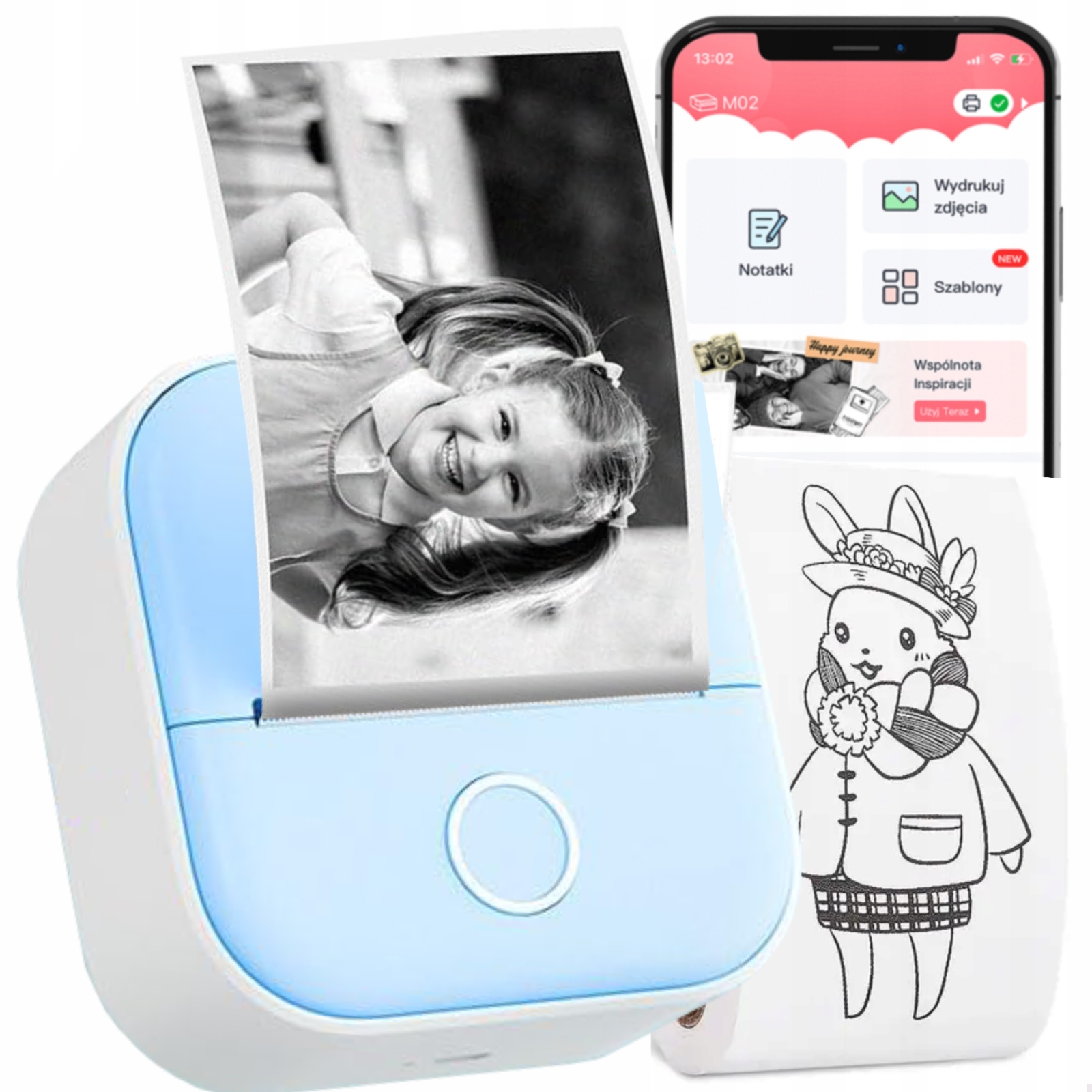 Phomemo T02 mini termální tiskárna samolepek s poznámkami, samolepící etikety