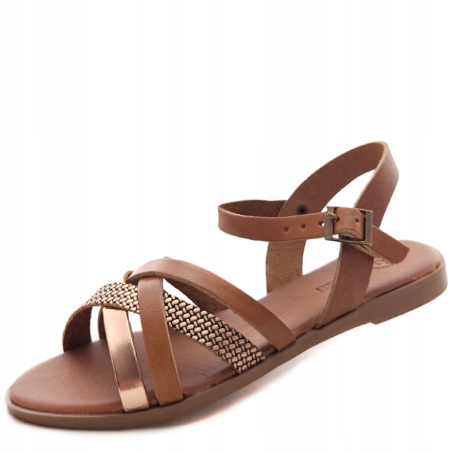 Dámské kožené sandály hnědé Cambell 64008