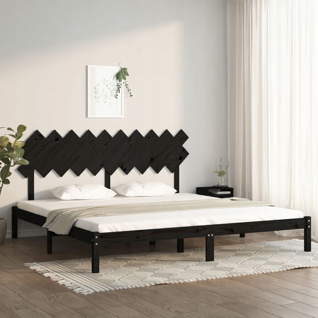 Rám postele černý 200 x 200 cm masivní dřevo Černý 3104892