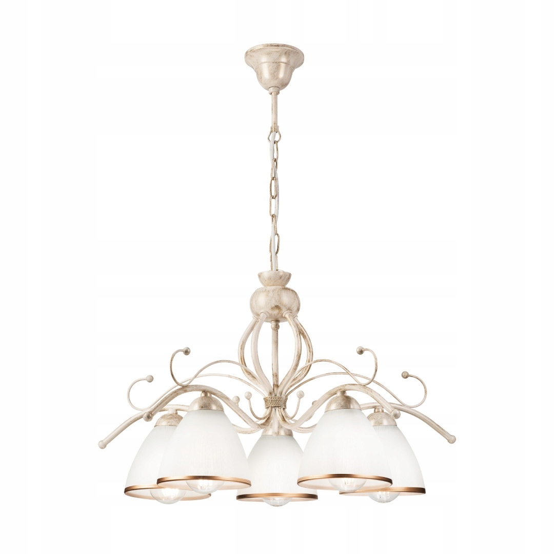 5 Florence klasický luster závesná lampa biela zlatá E27