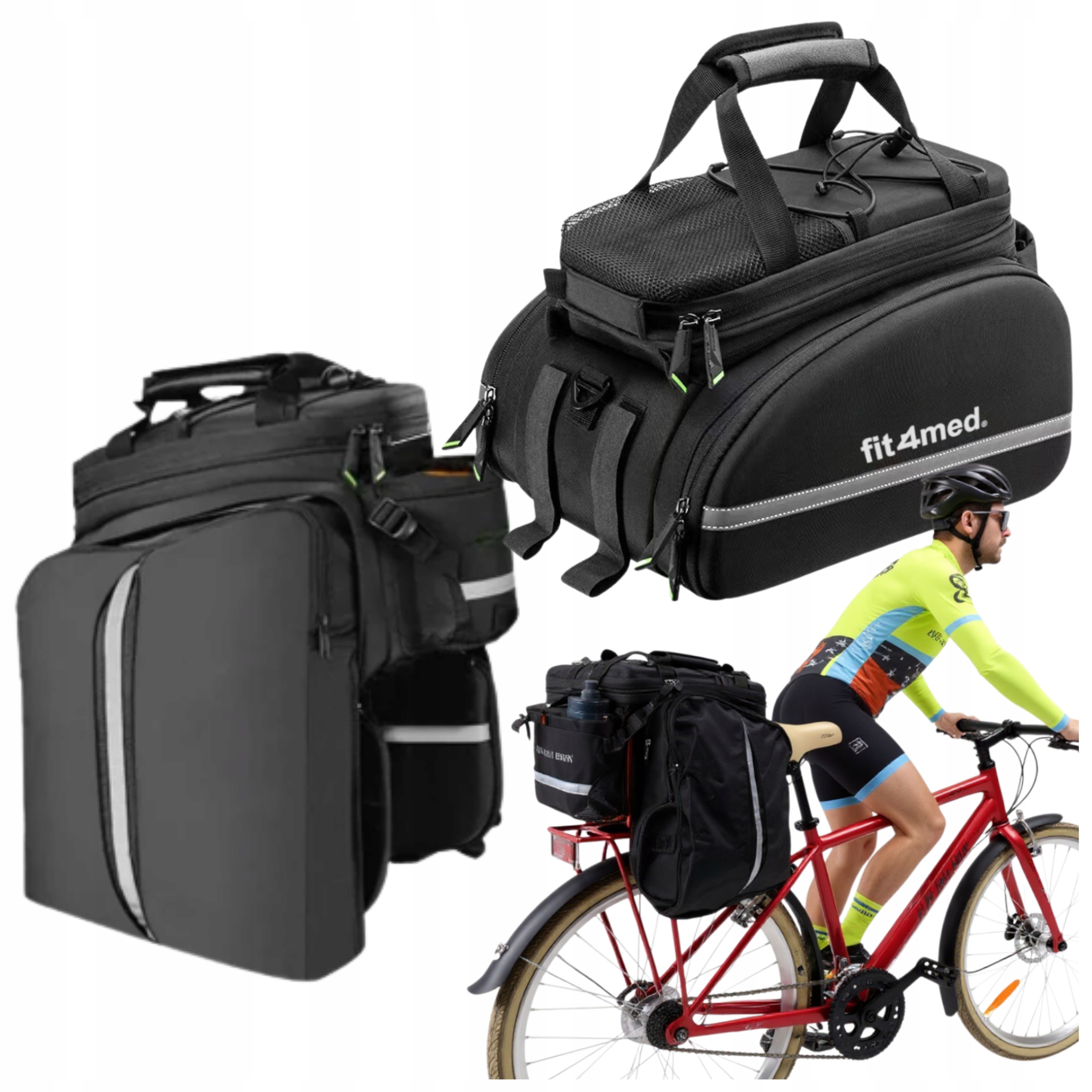 Cyklistická brašna 35L, taška na zadní nosič, rozkládací, voděodolná s obalem
