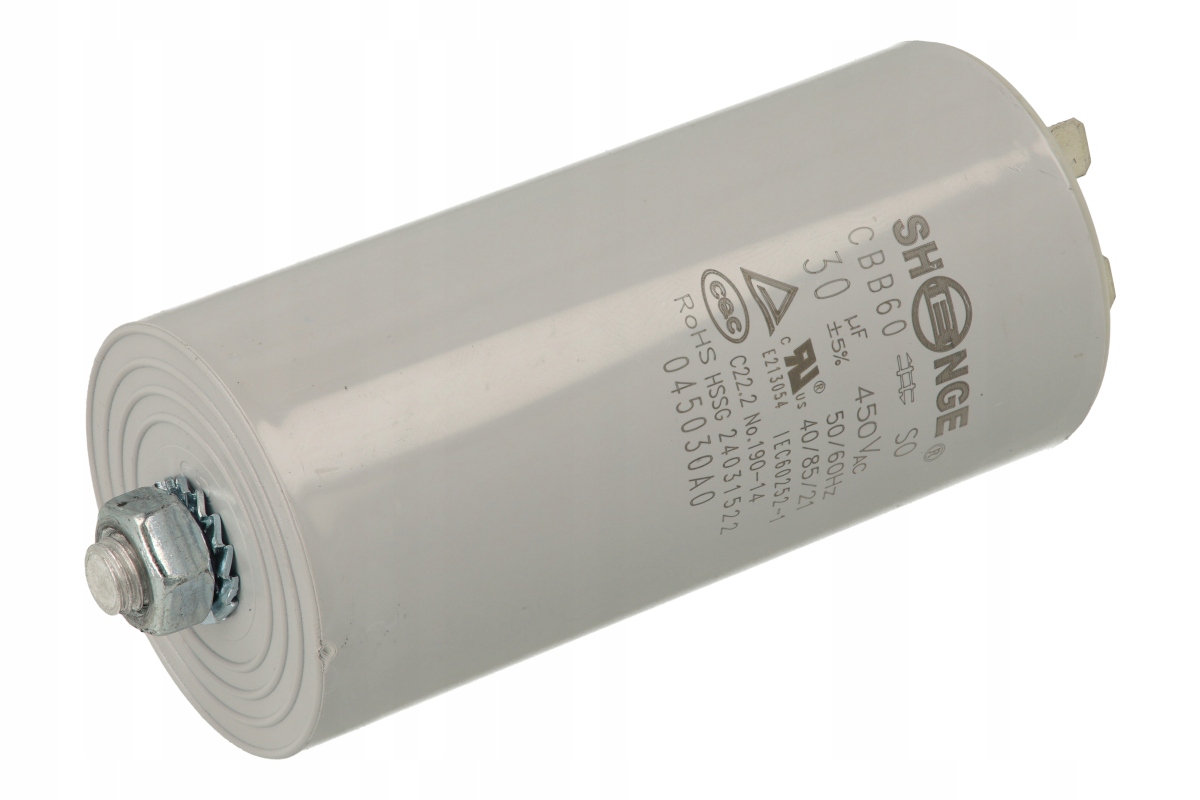 KONDENSATOR silnikowy 30uF 450V AC fi 45x95mm
