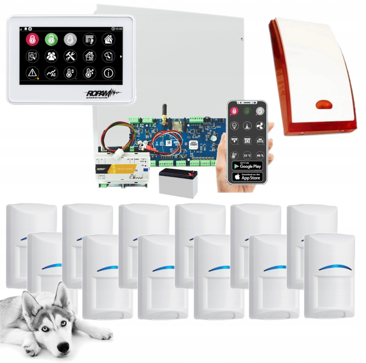 System Alarmowy Ropam Neo Wifi App 12x Bosch Pet