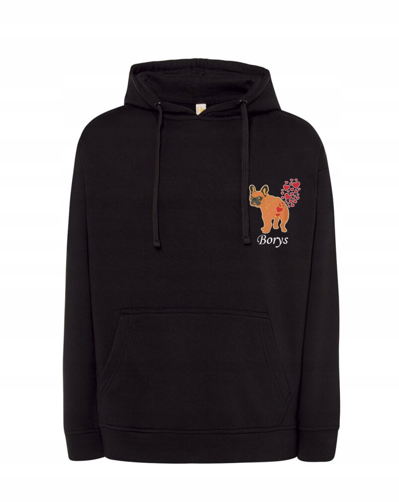 Mikina S Francouzským Buldočkem Jméno Psa Výšivka Přes Velikost Černá XXL Dárek K Narozeninám