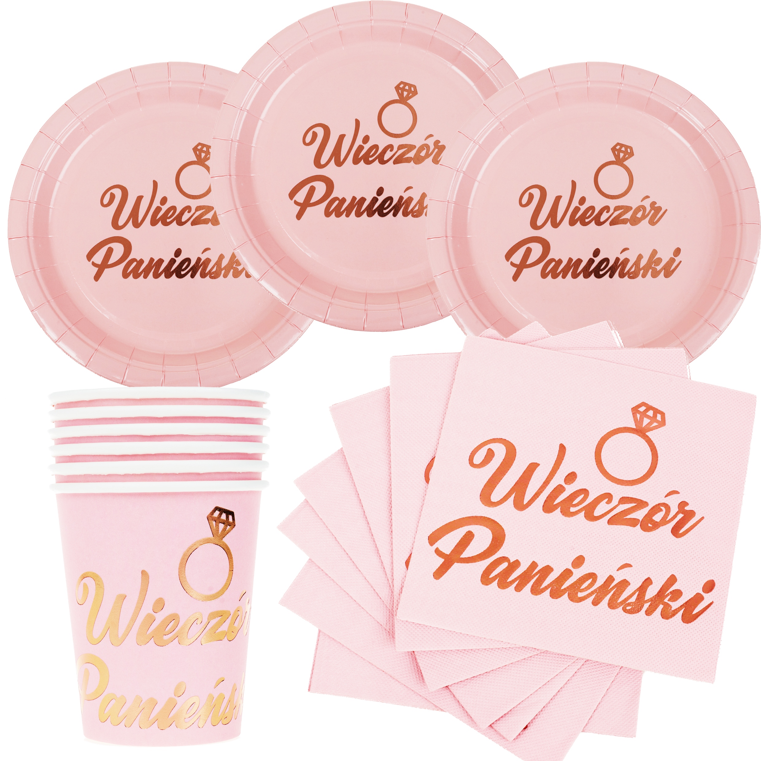 

Zestaw Talerze Kubki Serwetki Rose Gold Y3