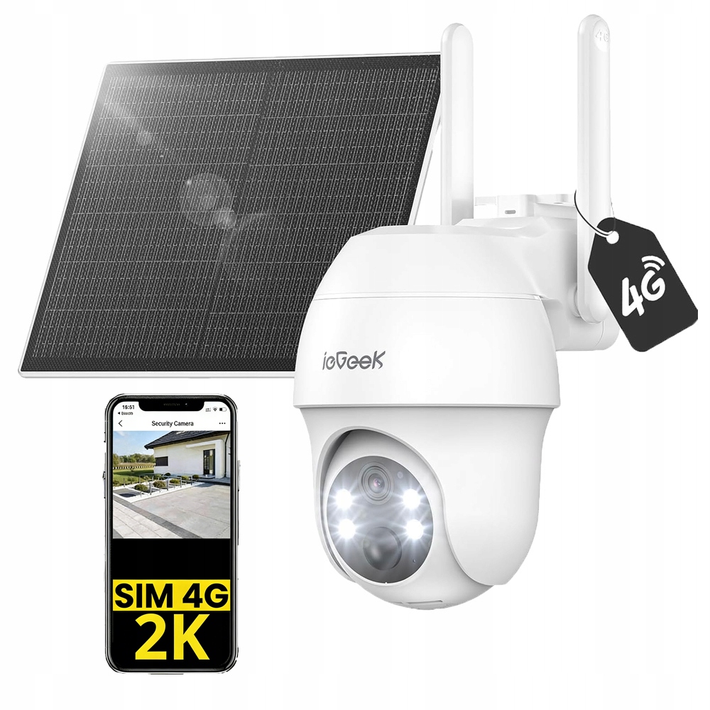 Venkovní kamera 2K 4G Lte Otočná monitorovací kamera 4x digitální zoom s Sim kartou