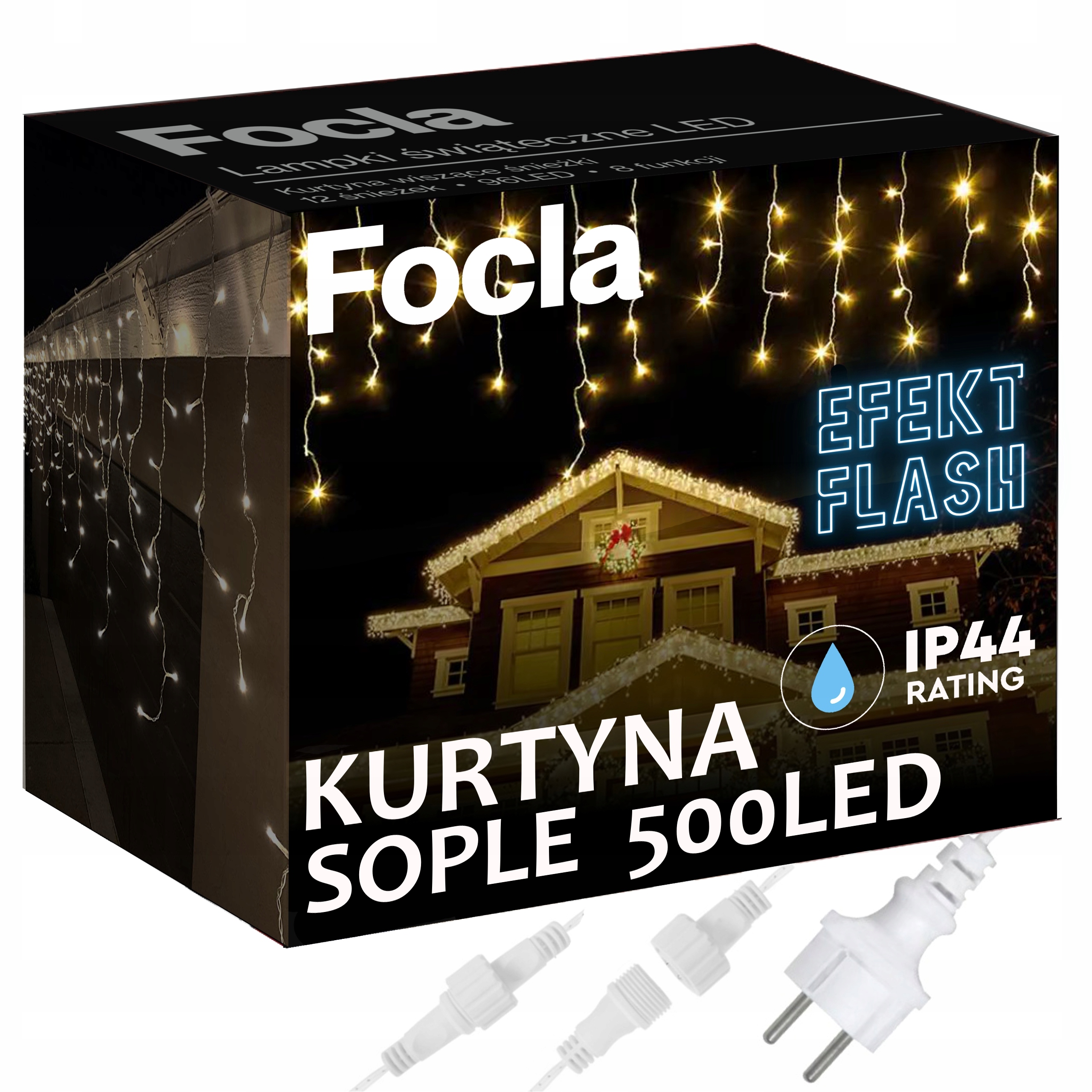 Venkovní Lampy Sople 500LED Stálé Světlo Flash Bílé Teplé 19,5 m