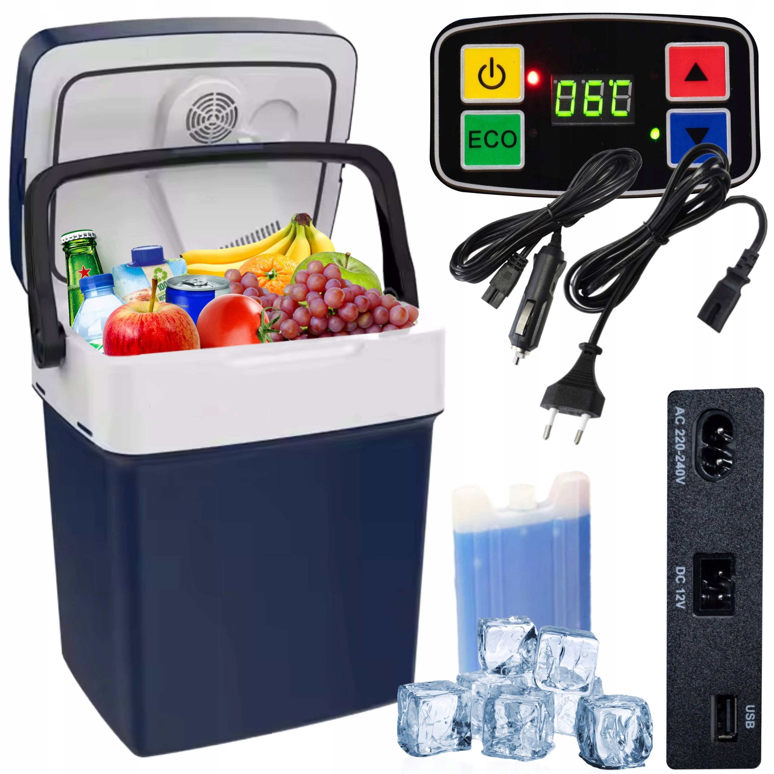 Lodówka Turystyczna 29L Elektryczna Samochodowa 12V 230V Usb Duża Przenośna