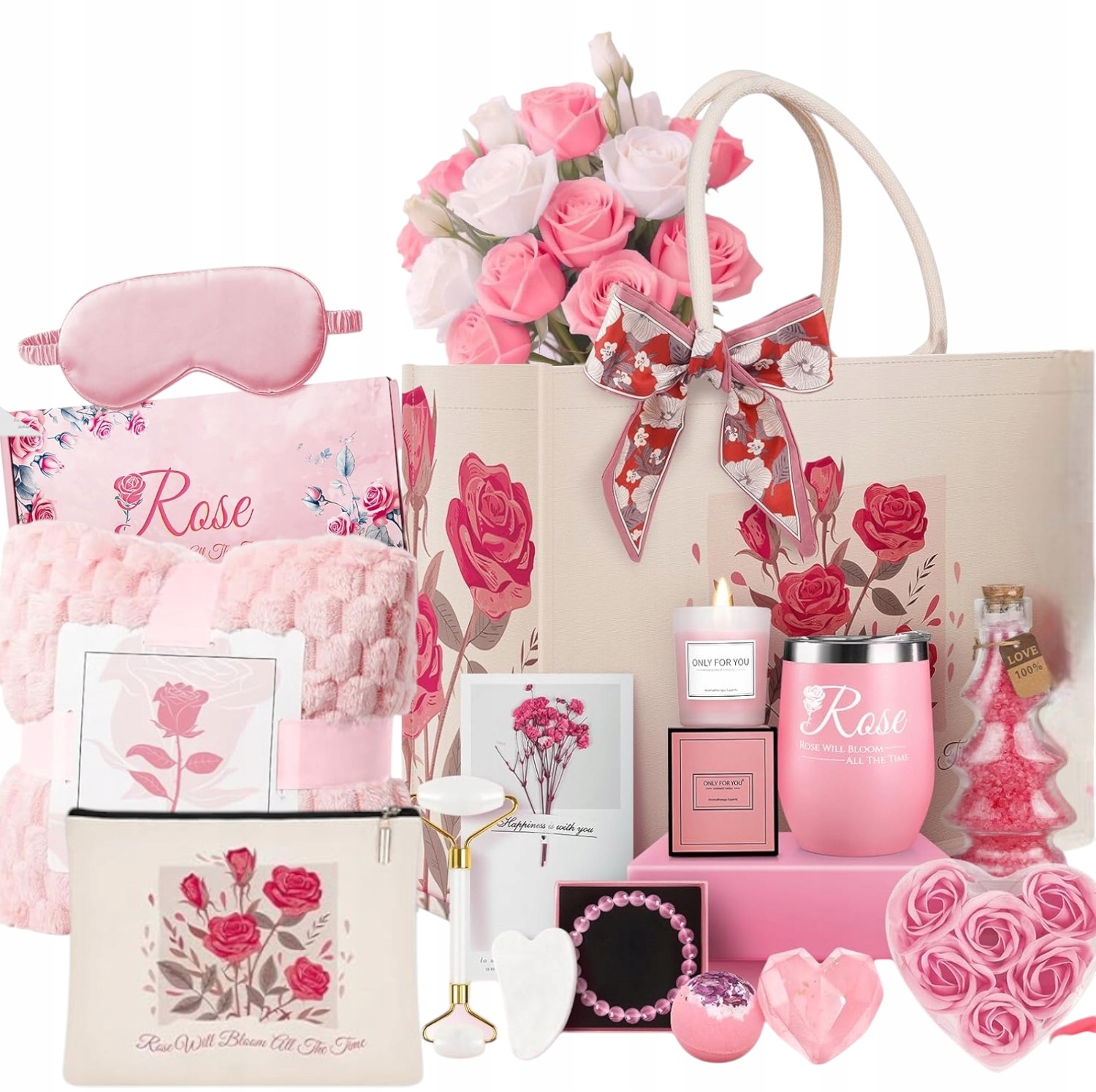 Mýdlo Svíčka Vonná Deka Sůl Maska Gua Sha Růže Přírodní 100% Dárek