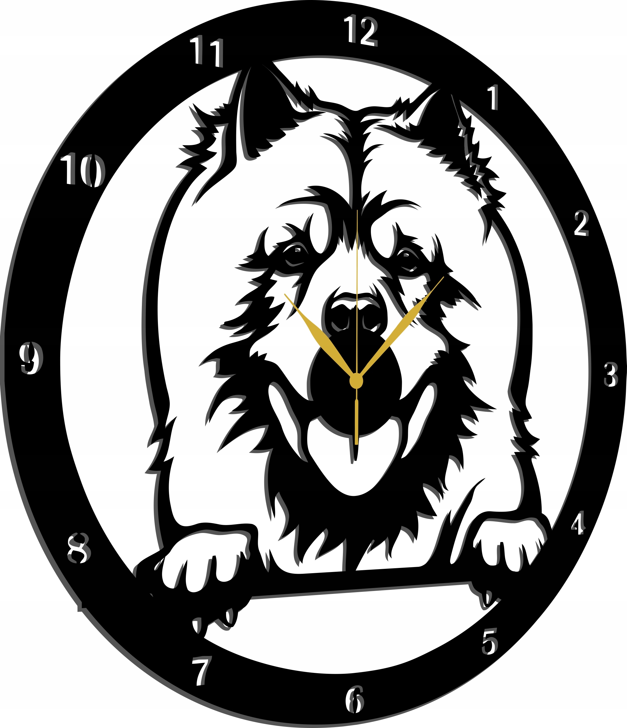 Hodiny Chow Chow Čoval Psí Plemena 50CM 3D