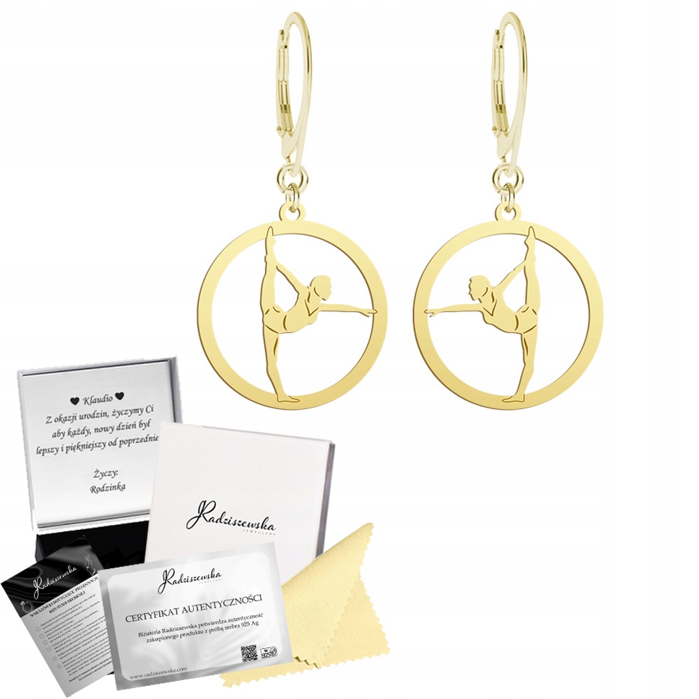 Zlaté Náušnice Gymnastka 925 Bigiel Dárek Narozeniny Gravírování