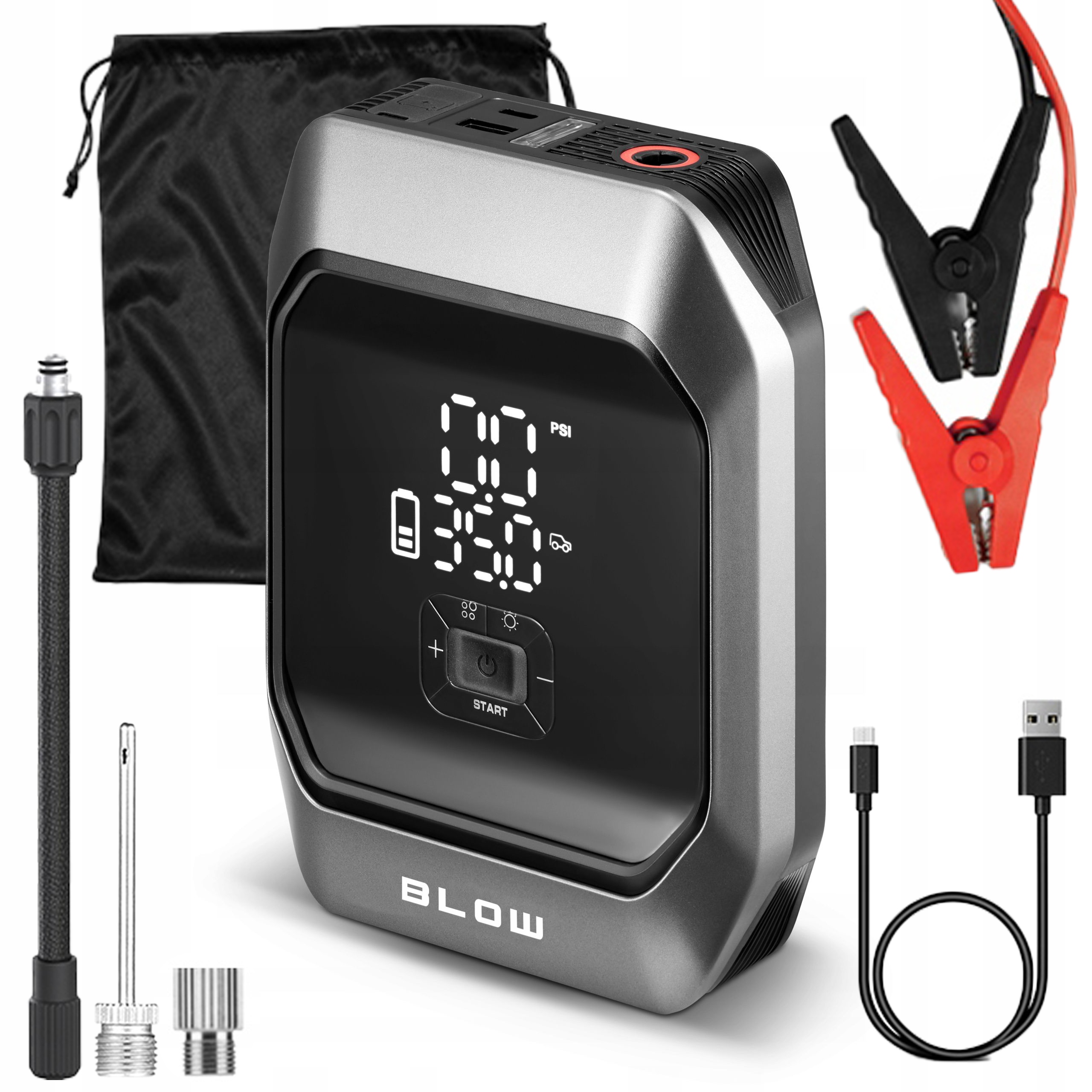 Jump Starter Kompresor Pumpa Start Booster Powerbanka Výkonná 9000 mAh