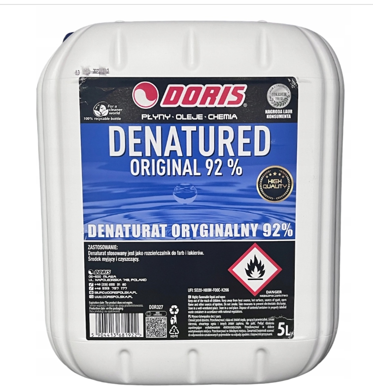 DENATURAT BEZBARWNY CAŁKOWICIE SKAŻONY 5L 92%