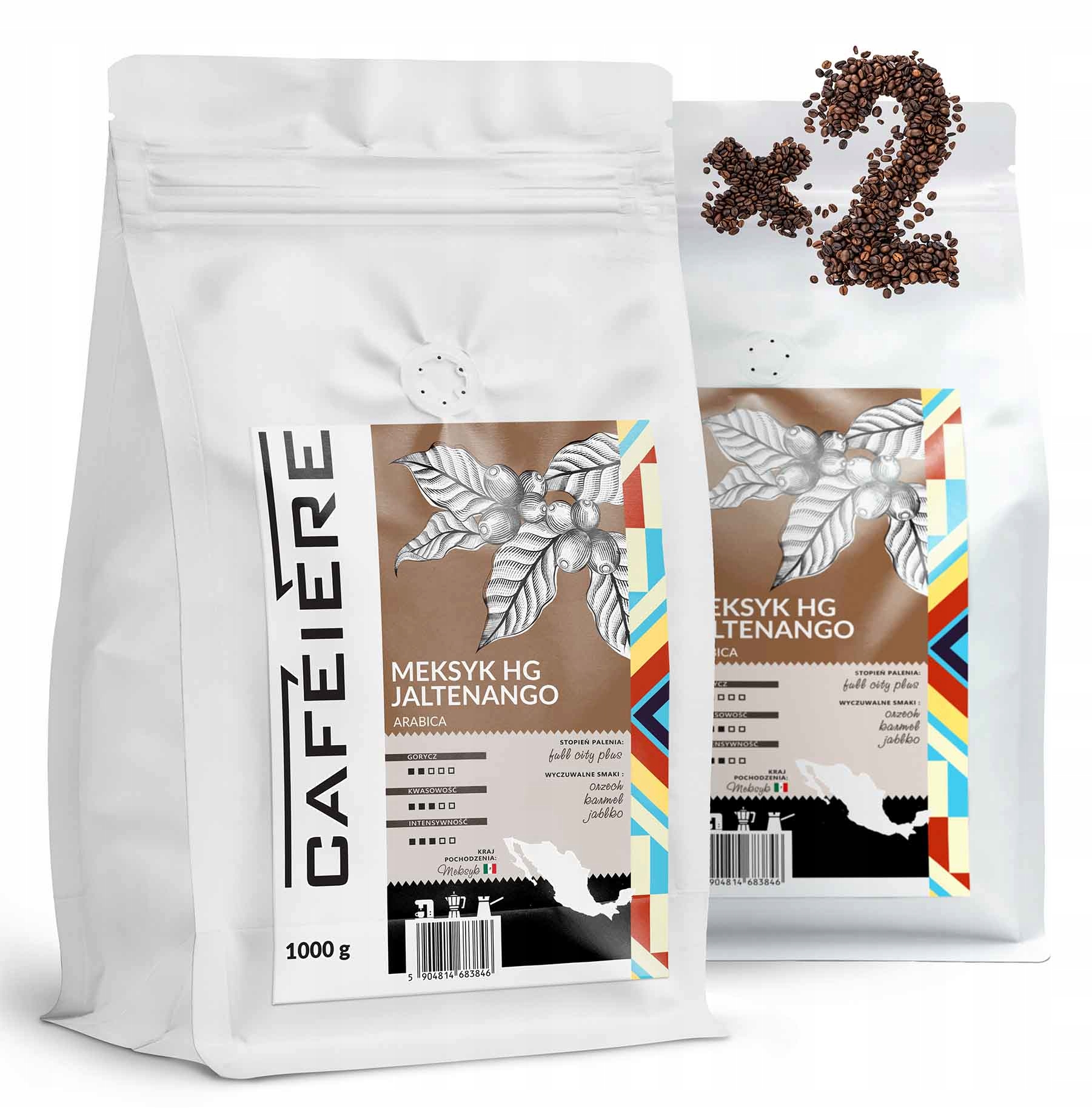 Levně Káva zrnková Mexiko 1kg x2 Čerstvě pražená Arabica 100% Cafeiere