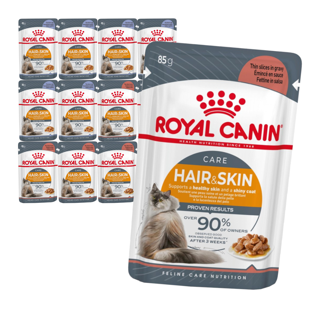 Levně Royal Canin Hair & Skin v omáčce a želé 12x85 g Mokré Krmivo Pro Kočky